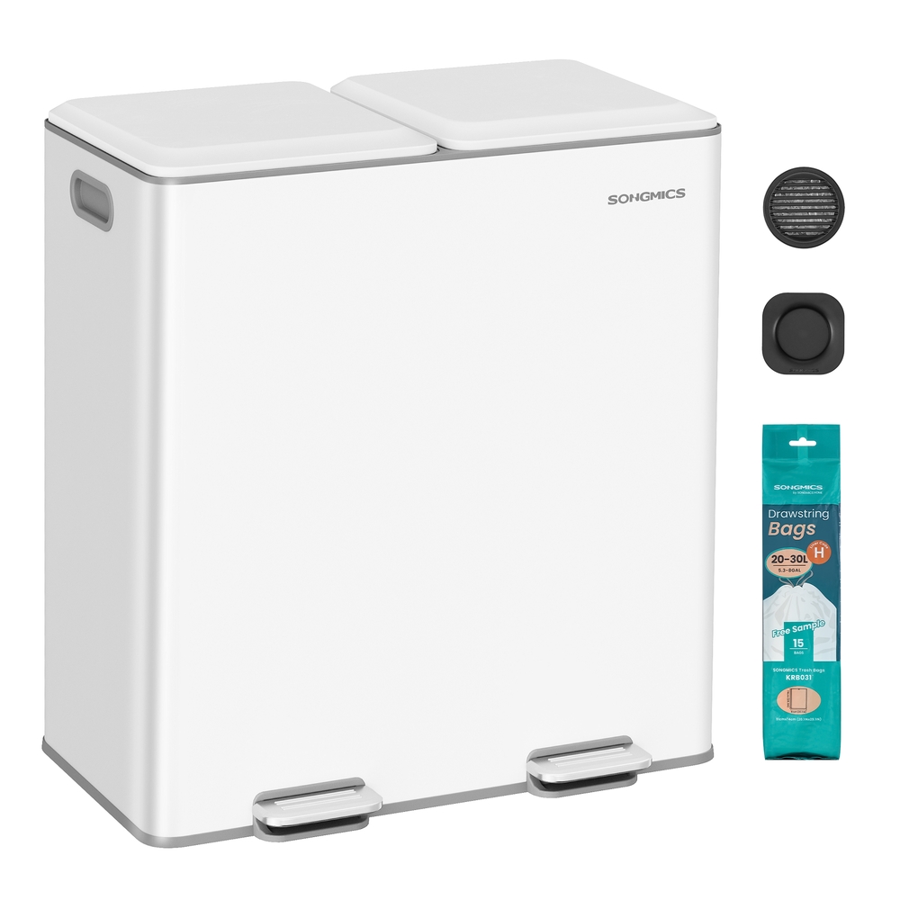 Double kitchen bin with soft close lids and removable inner buckets