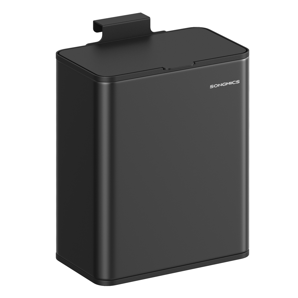 8 L Hanging Steel Kitchen Bin with Hooks Ink Black