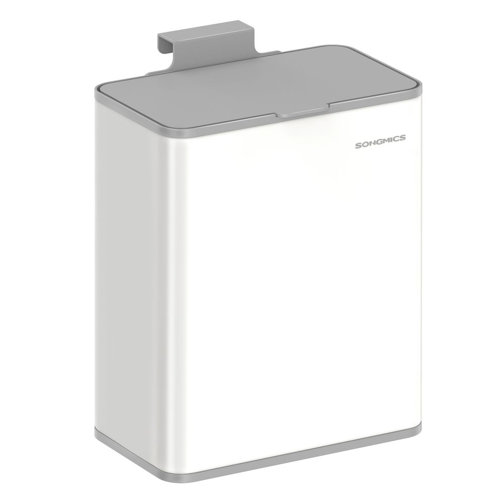 8 L Hanging Steel Kitchen Bin with Hooks Cloud White