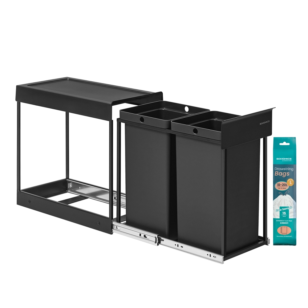 Pull out kitchen bin with double compartments