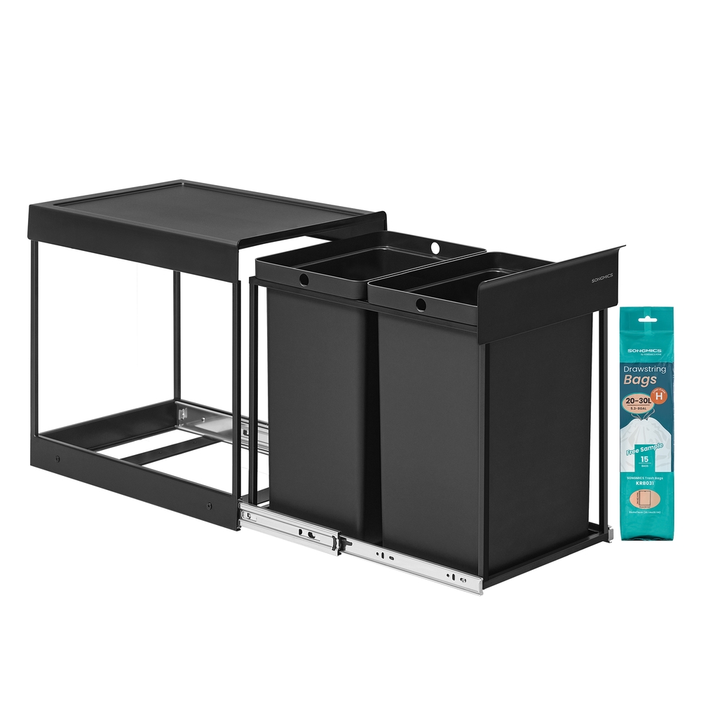Pull out kitchen bin with double compartments