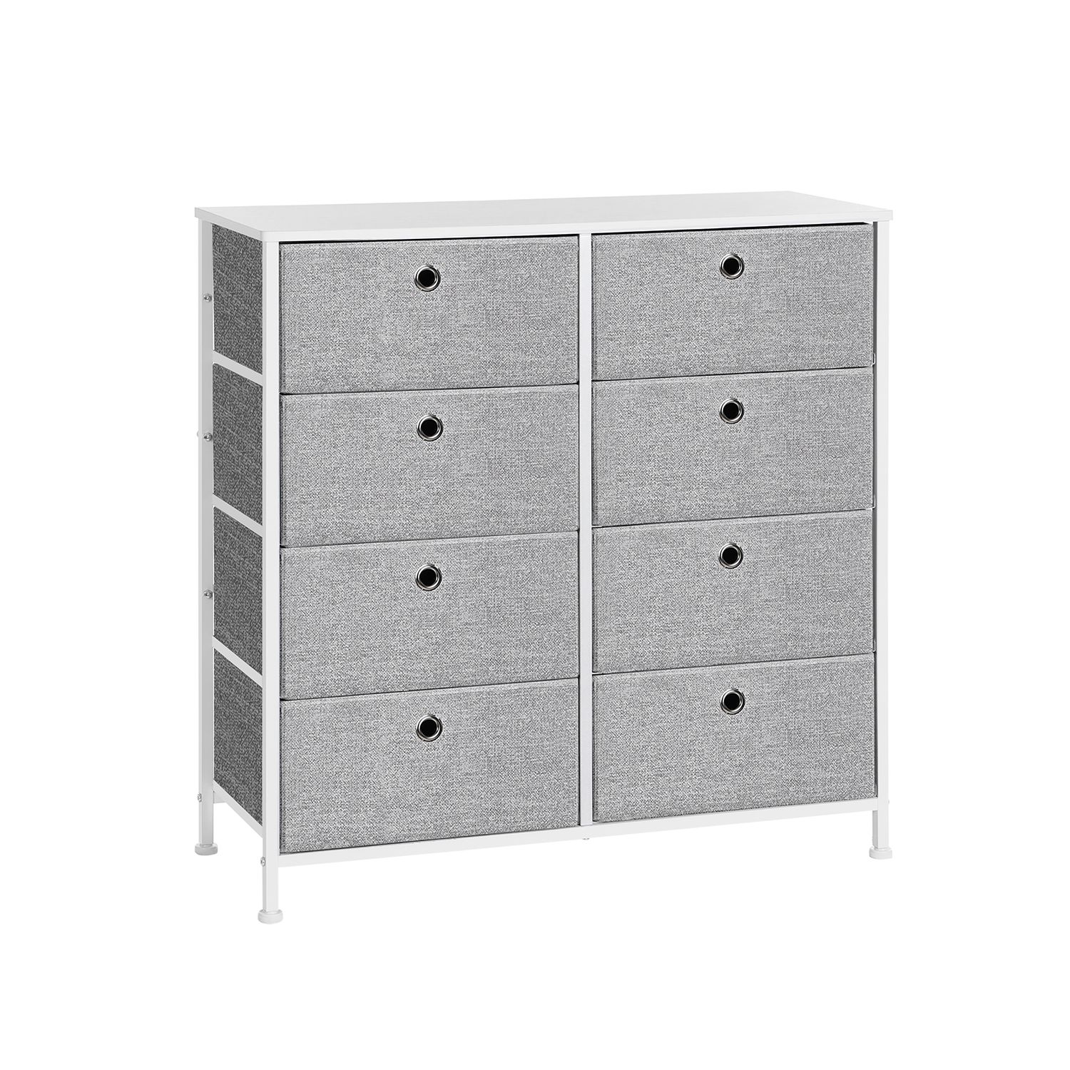 Storage Unit with 8 Easy Pull Fabric Drawers Light Grey and White