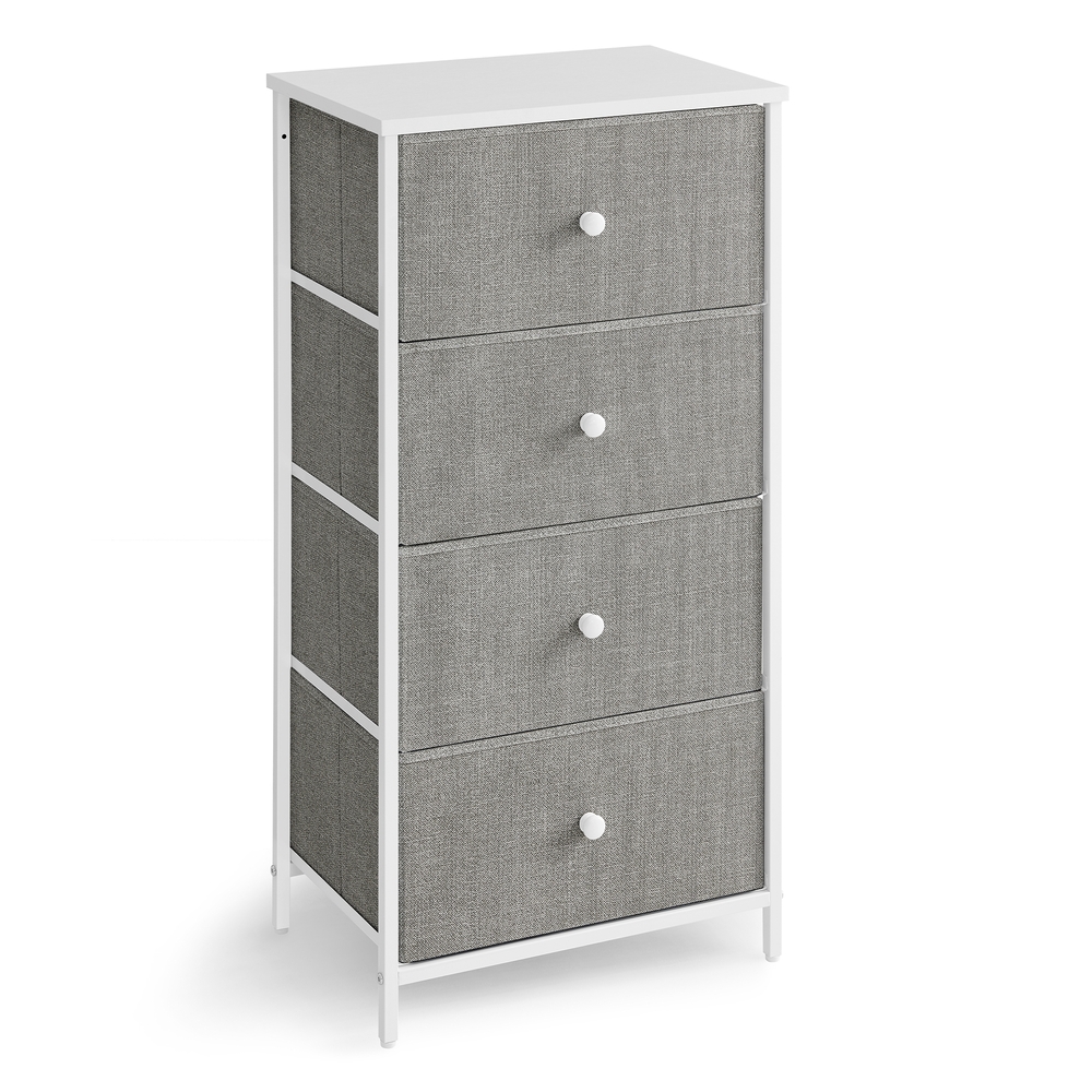4 Fabric Drawers with Metal Frame Light Grey and White