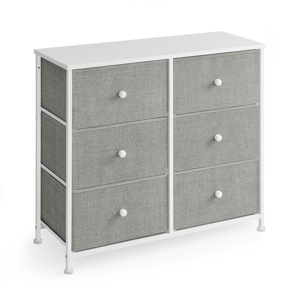 Chest of Drawers 6 Fabric Drawers with Metal Frame Light Grey and White Chest of Drawers 6 Fabric Drawers with Metal Frame Light Grey and White