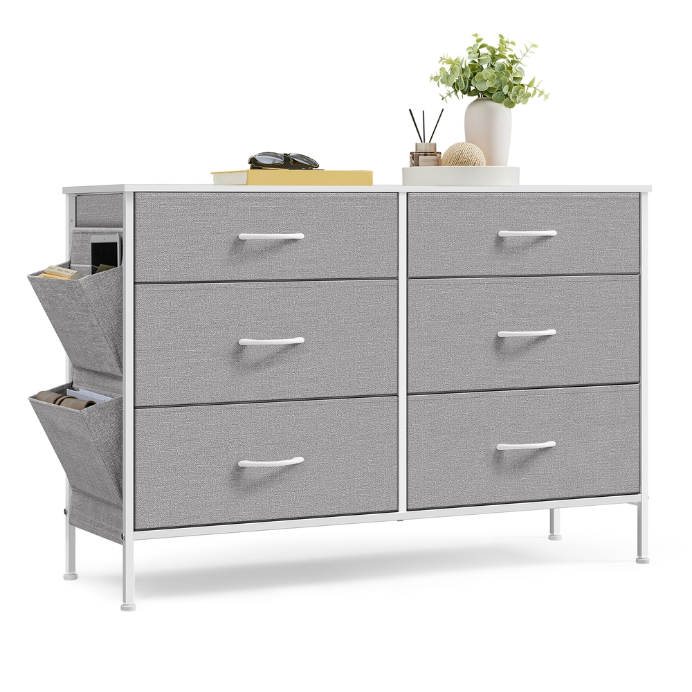 6-Drawer Dresser Cloud White and Dove Grey