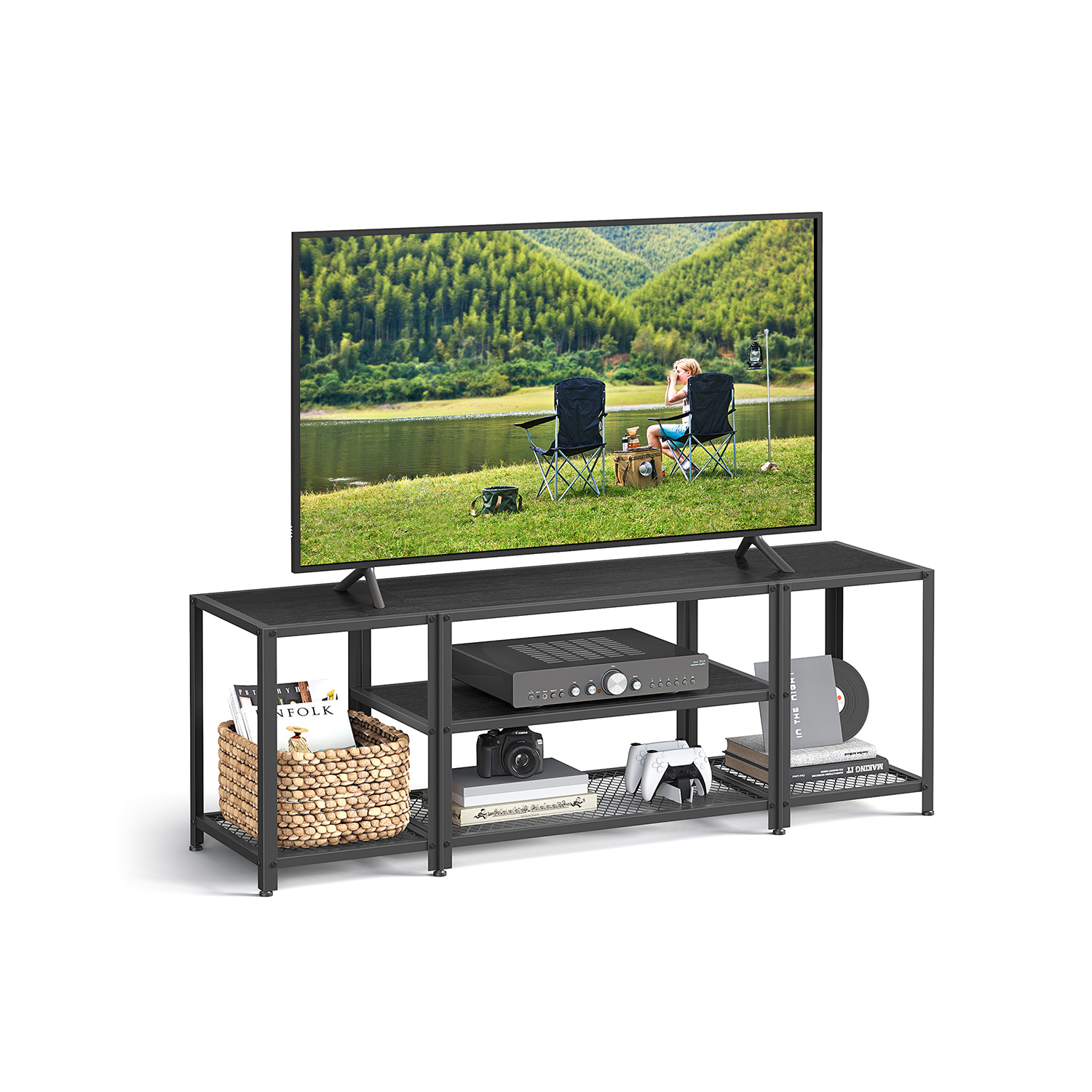 TV Stand for TVs up to 65 Inches Charcoal Grey and Ink Black TV Stand for TVs up to 65 Inches Charcoal Grey and Ink Black