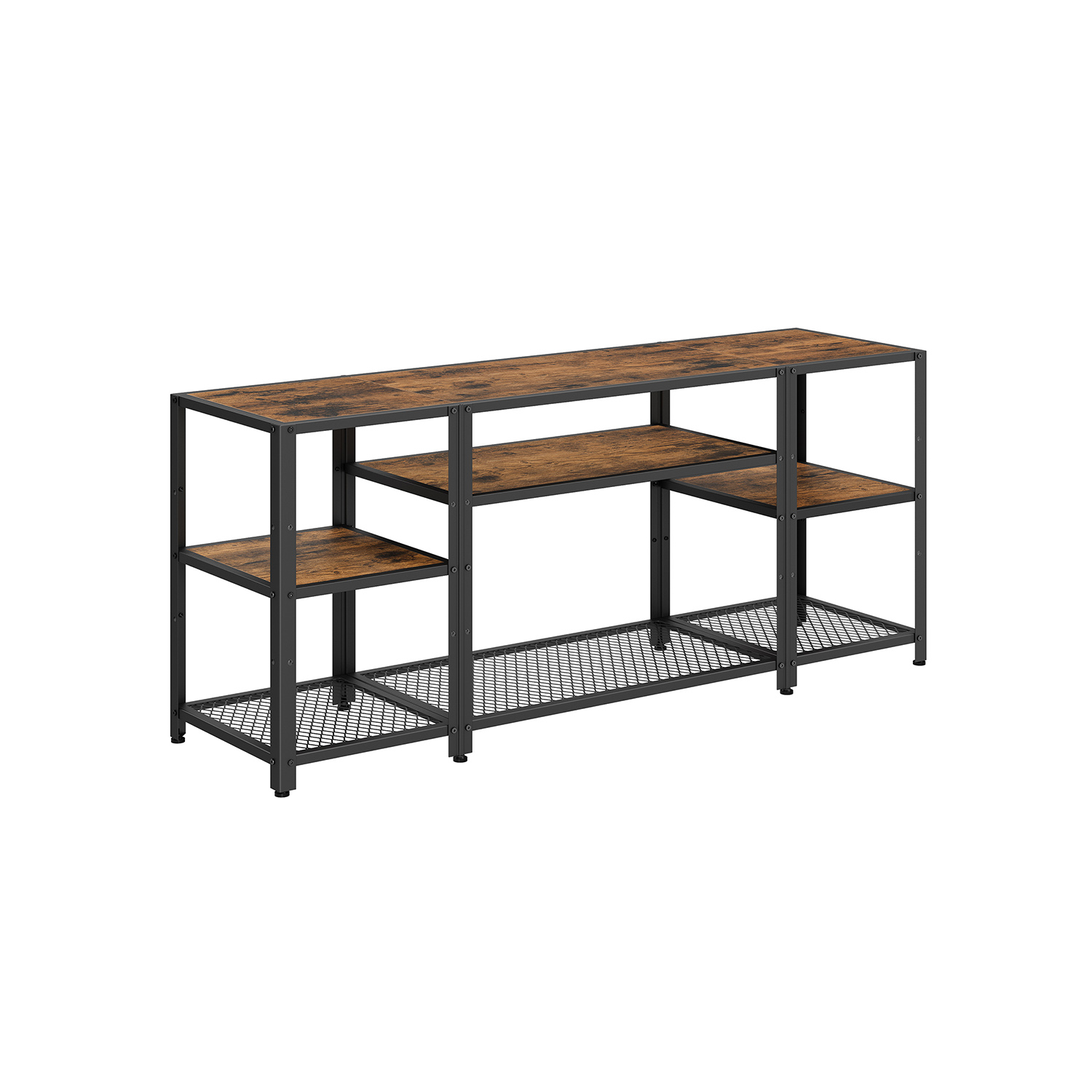 TV Stand for 65″ Wide TVs Rustic Brown and Ink Black