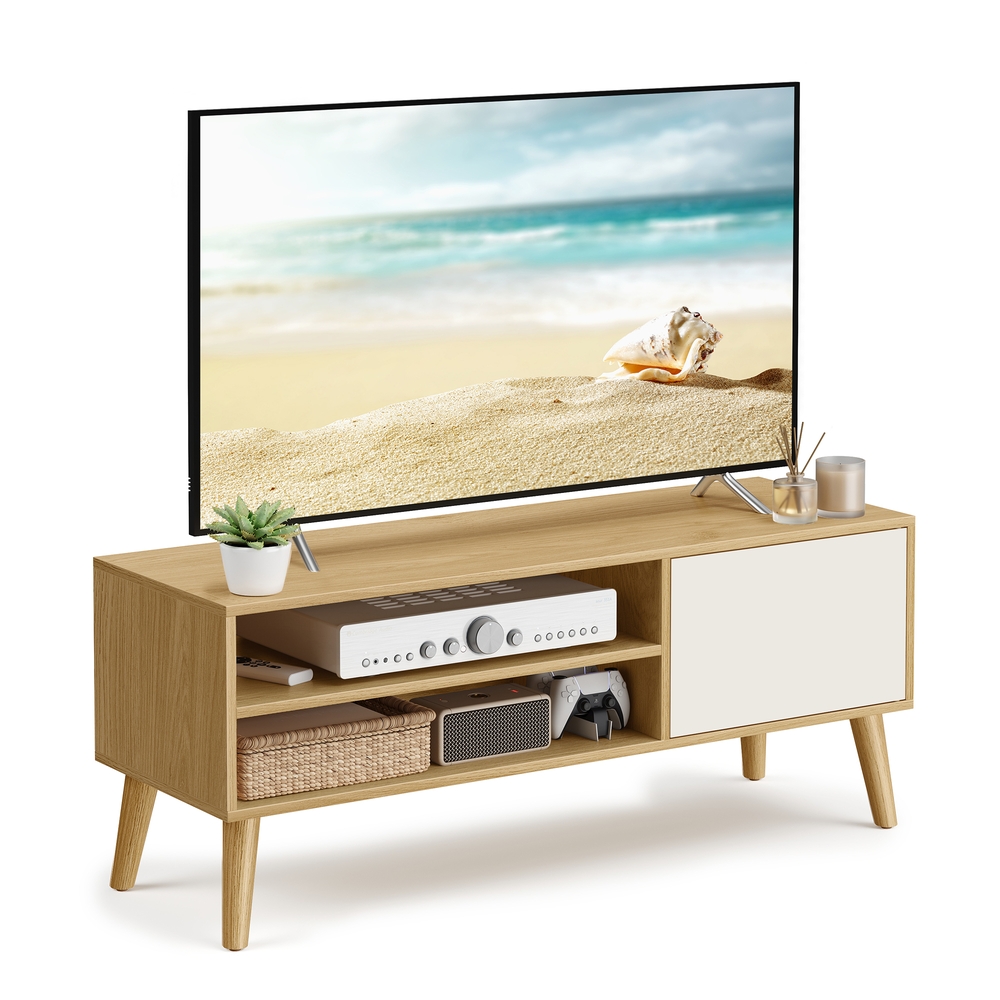 TV Unit for TVs up to 55 Inches Natural Oak and Cream White TV Unit for TVs up to 55 Inches Natural Oak and Cream White