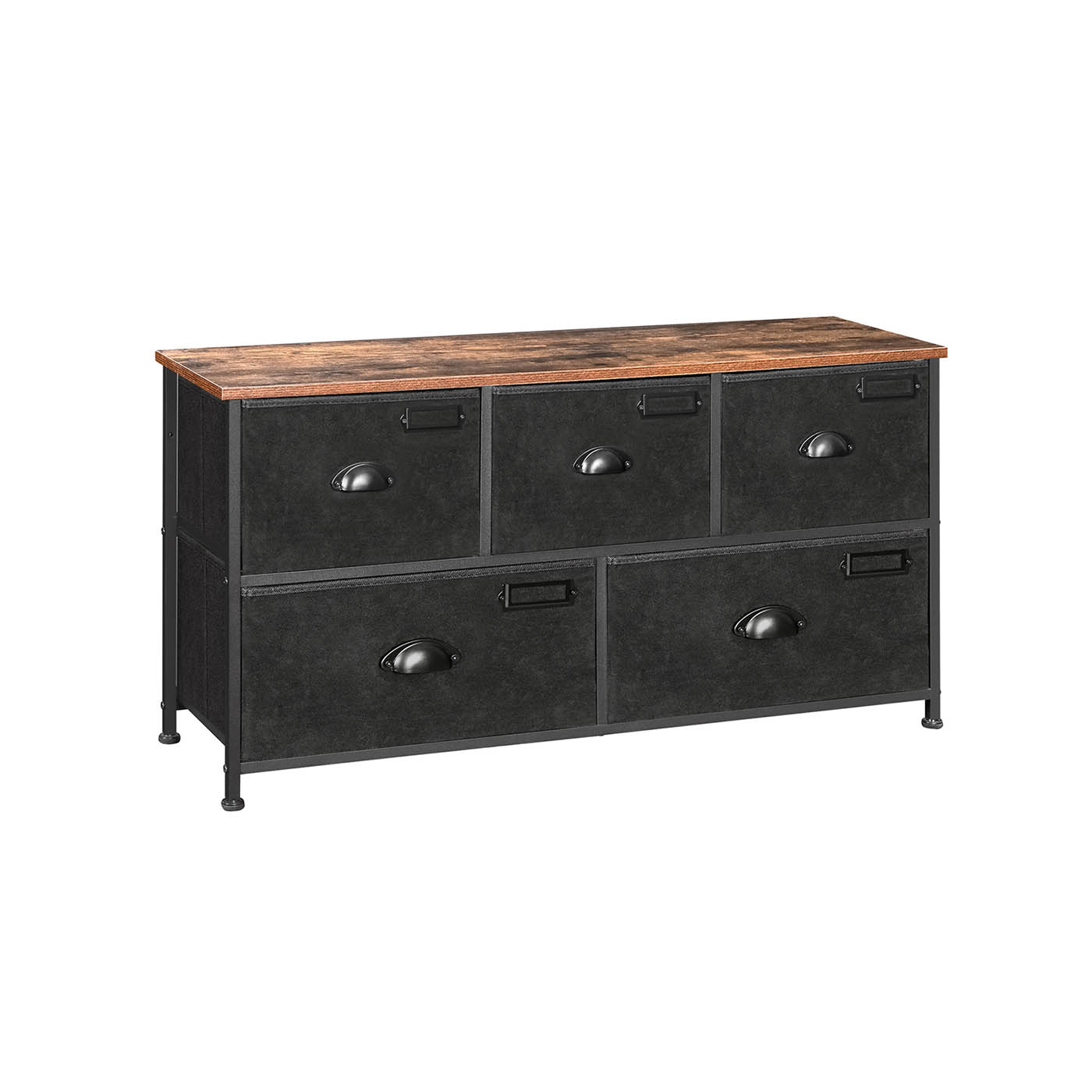 Brown & Black Storage Dresser with 5 Fabric Drawers