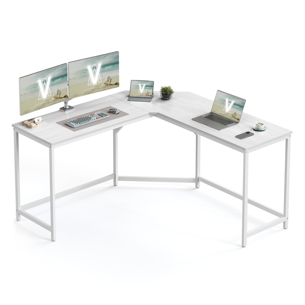 149 x 149 x 76 cm L-Shaped Gaming Desk Maple White
