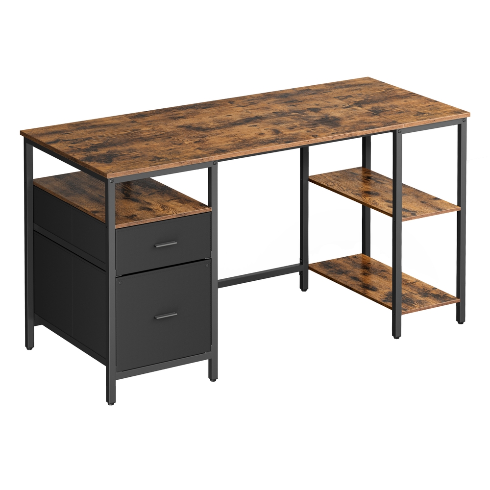 Computer Desk, Writing Desk, 140 x 60 cm, Brown and Black