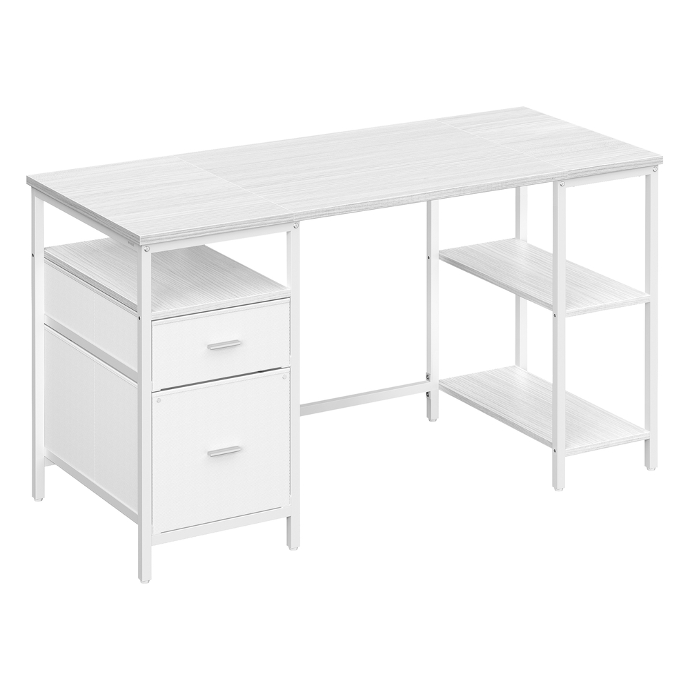 Computer Desk with 3 Shelves 2 Drawers 140 x 60 x 76 cm Maple White and Cloud White