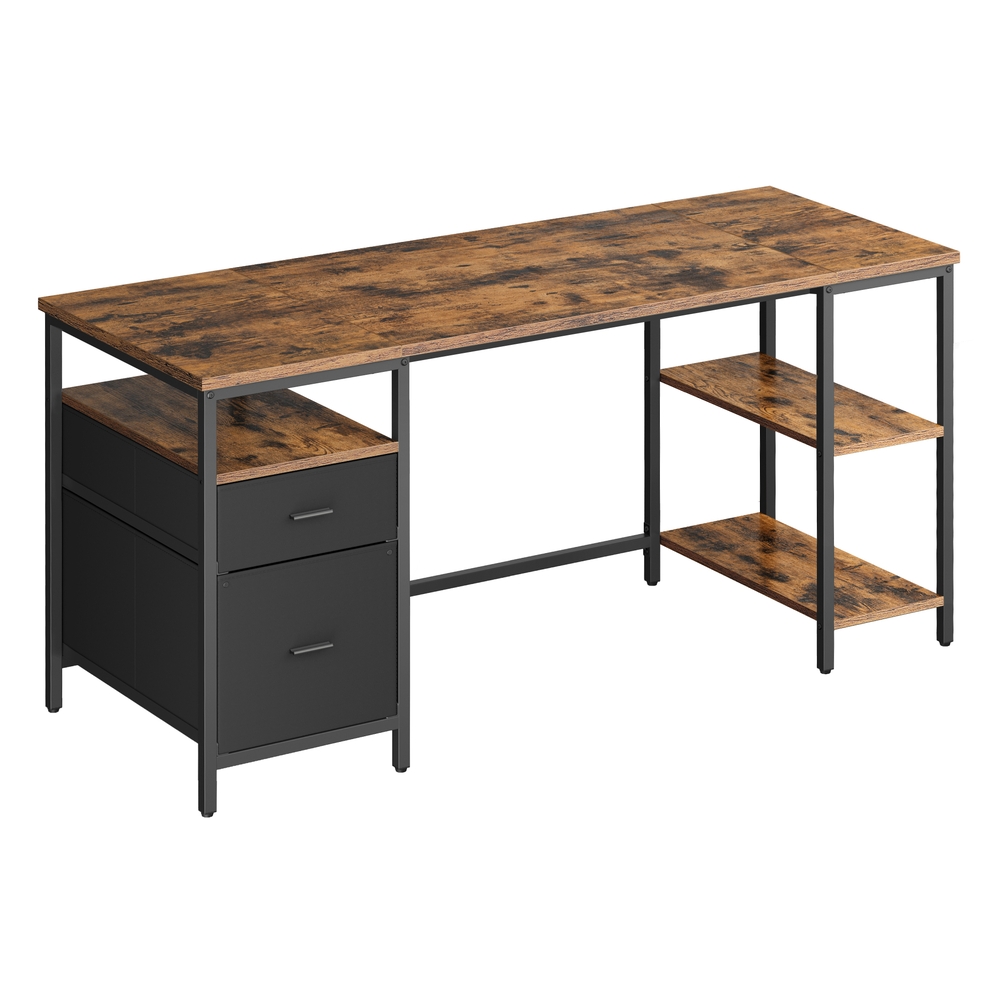 Computer Desk, Work Desk, 160 x 60 cm, Brown and Black