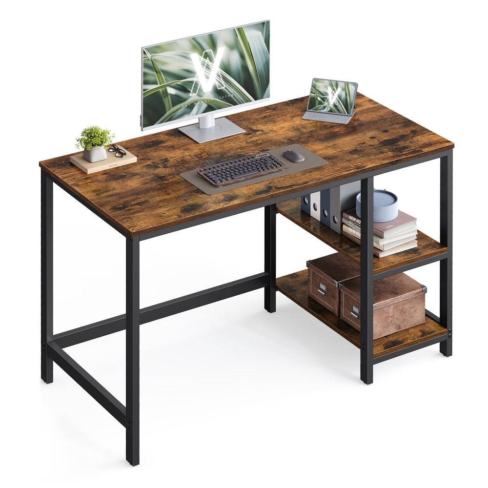 Industrial 47 Inches Computer Desk with Shelves Industrial 47 Inches Computer Desk with Shelves