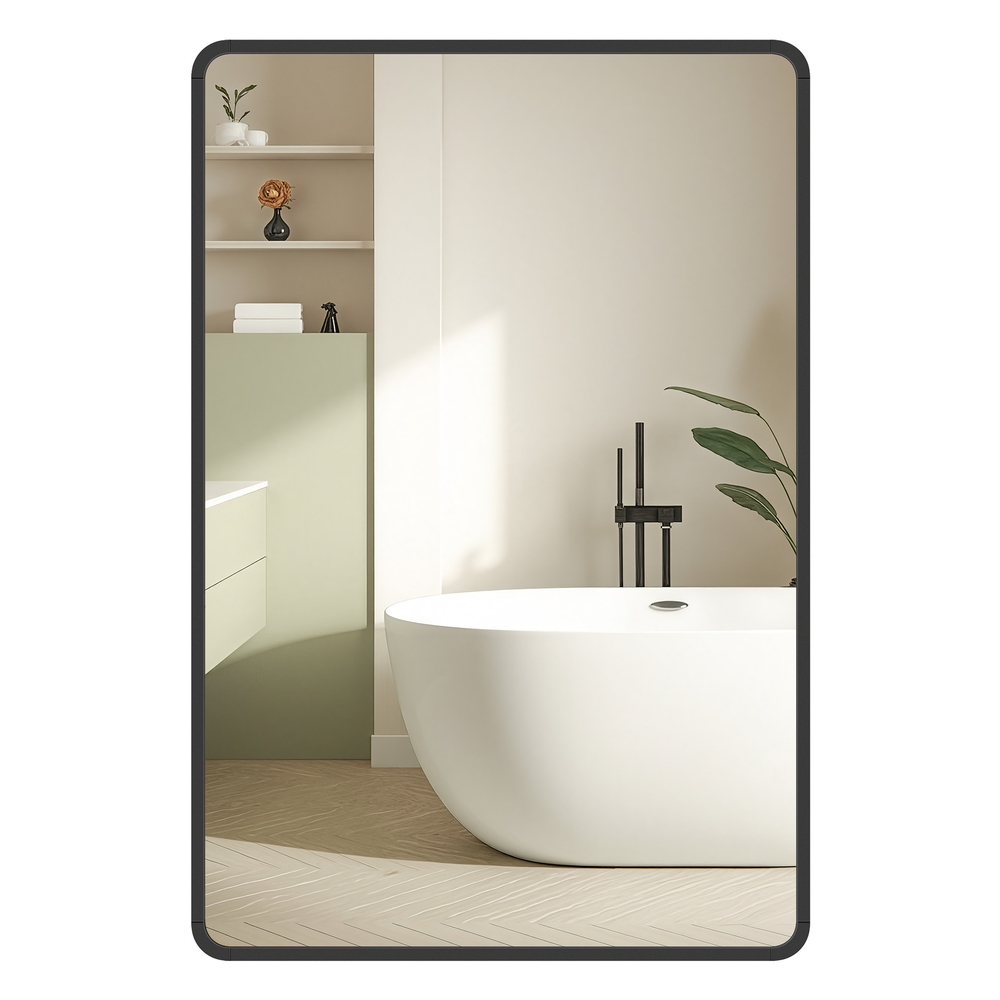 Bathroom Mirror, Wall Mounted Vanity Mirror, Rectangular, Aluminium Frame, 70 x 50 cm, with Safety Film