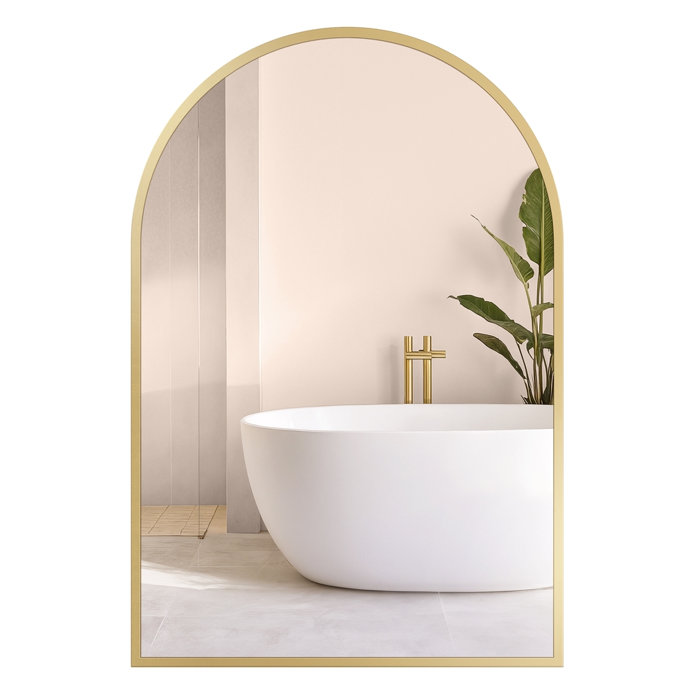 Arched wall mirror with aluminium frame and safety film