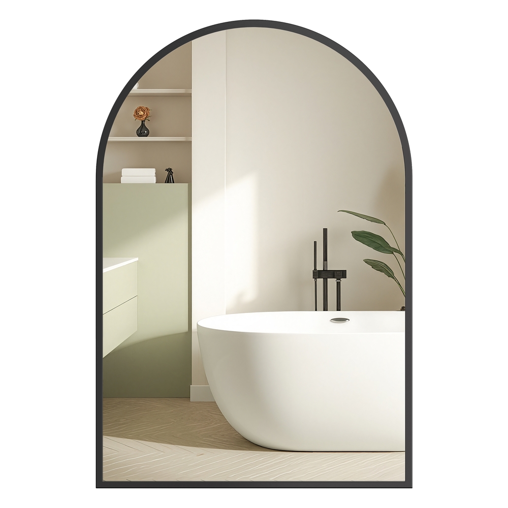 Arched wall mirror with aluminium frame and safety film