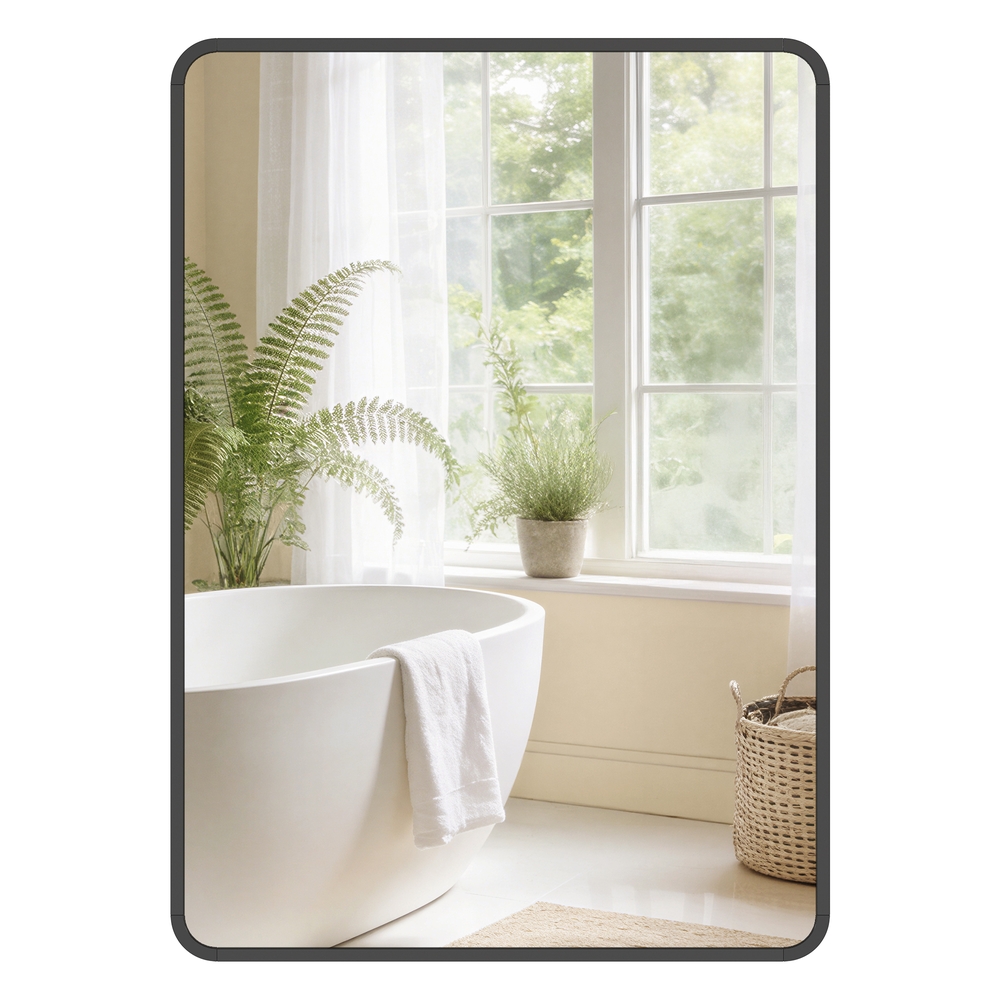Bathroom Mirror, Aluminium Frame, 70 x 50 cm, with Safety Film Bathroom Mirror, Aluminium Frame, 70 x 50 cm, with Safety Film