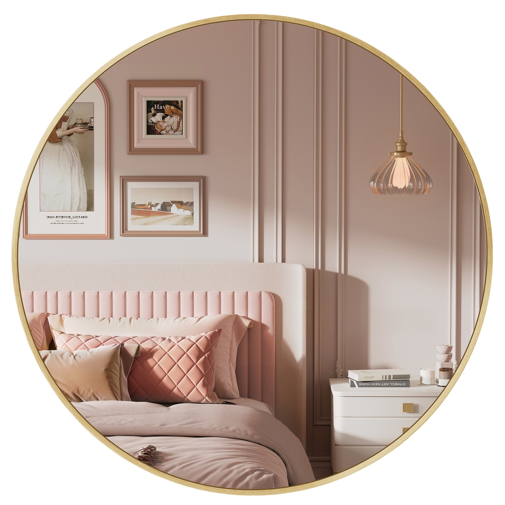 Round Mirror, 61 cm Bathroom Mirror for Wall