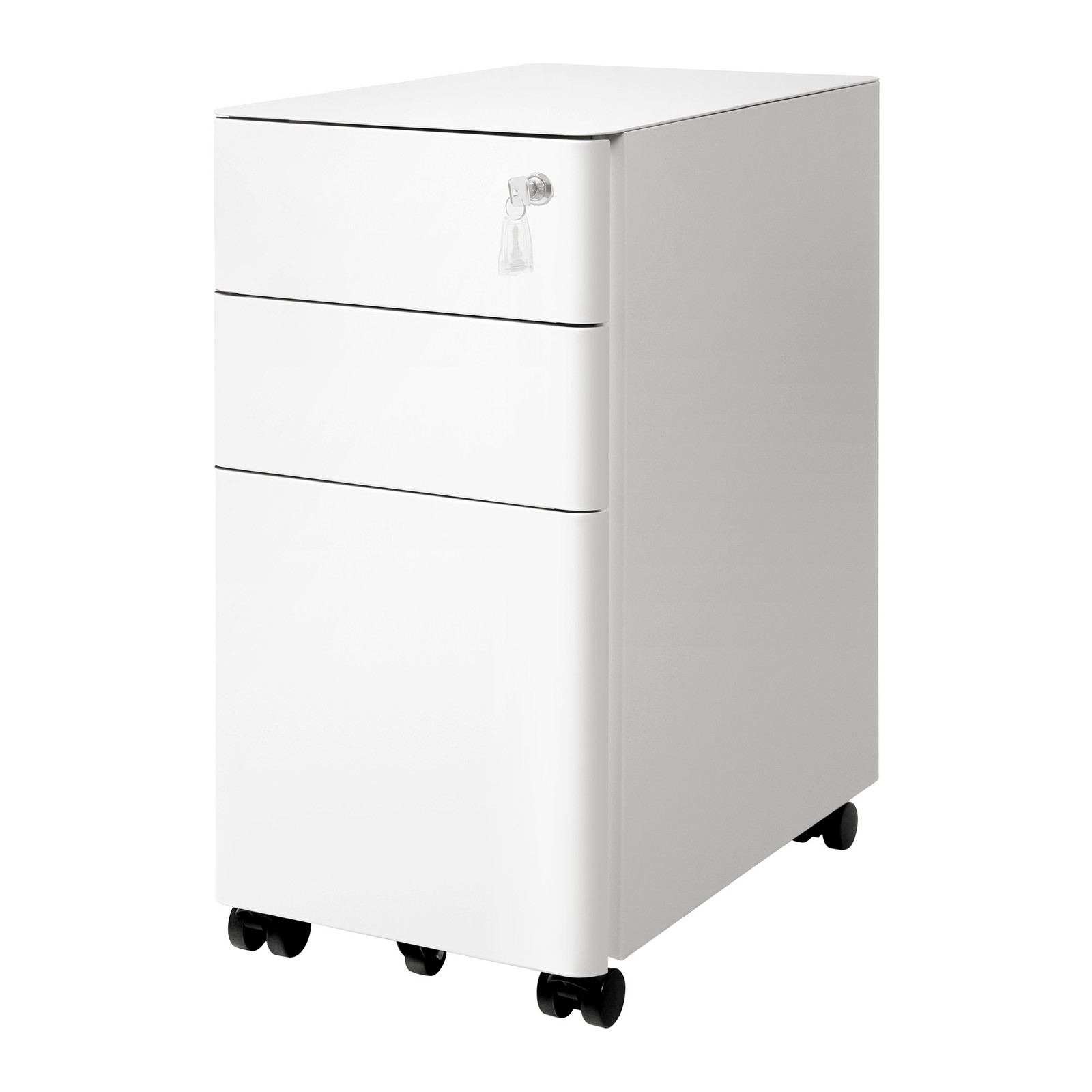 Steel File Cabinet with 3 Drawers, Mobile Pedestal Cabinet Under Desk for Home Office