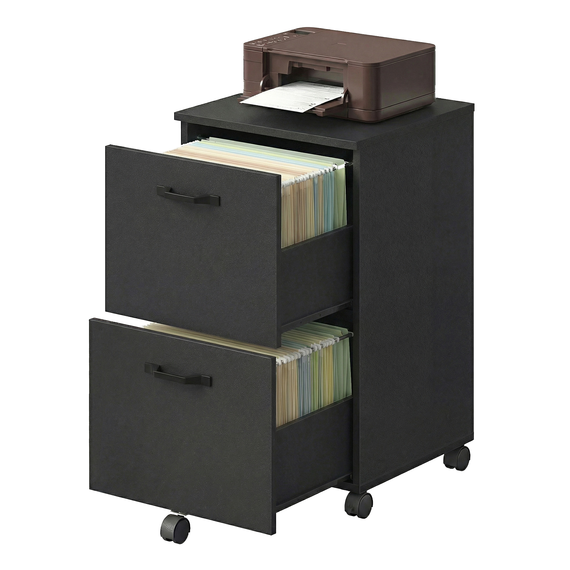 File Cabinet for Home Office, Filing Cabinet with 2 Drawers, Rolling Printer Stand with Hanging Rail for A4