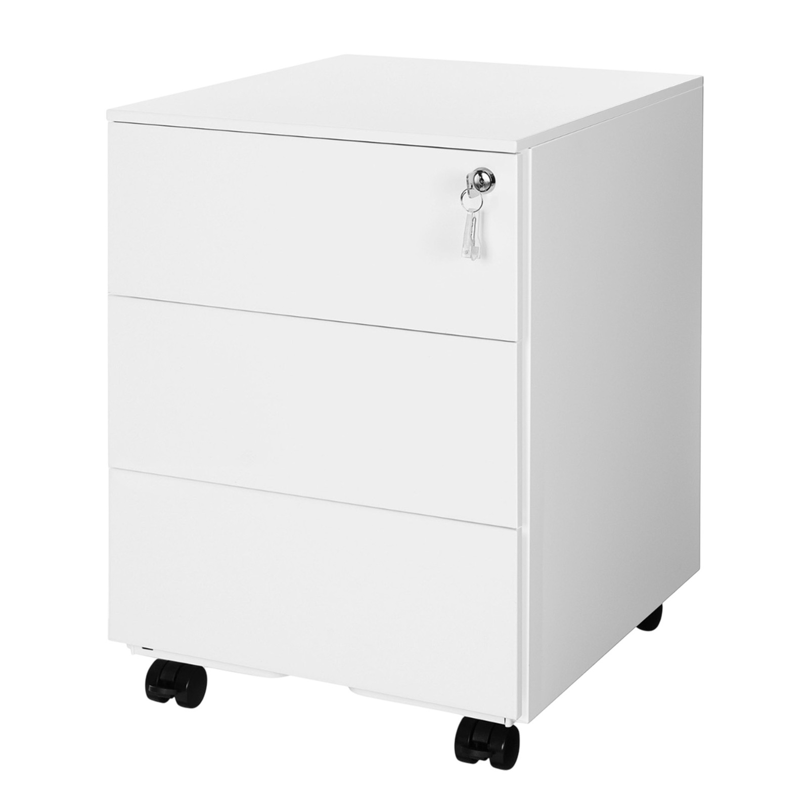 Mobile Desk Cabinet Lockable with 3 Drawers, Document and Stationery Storage