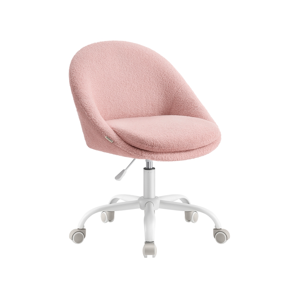Office Chair, Sherpa Fabric, Foam Padding, Adjustable Height, for Home Office, Study, Bedroom, Jelly Pink Office Chair, Sherpa Fabric, Foam Padding, Adjustable Height, for Home Office, Study, Bedroom, Jelly Pink