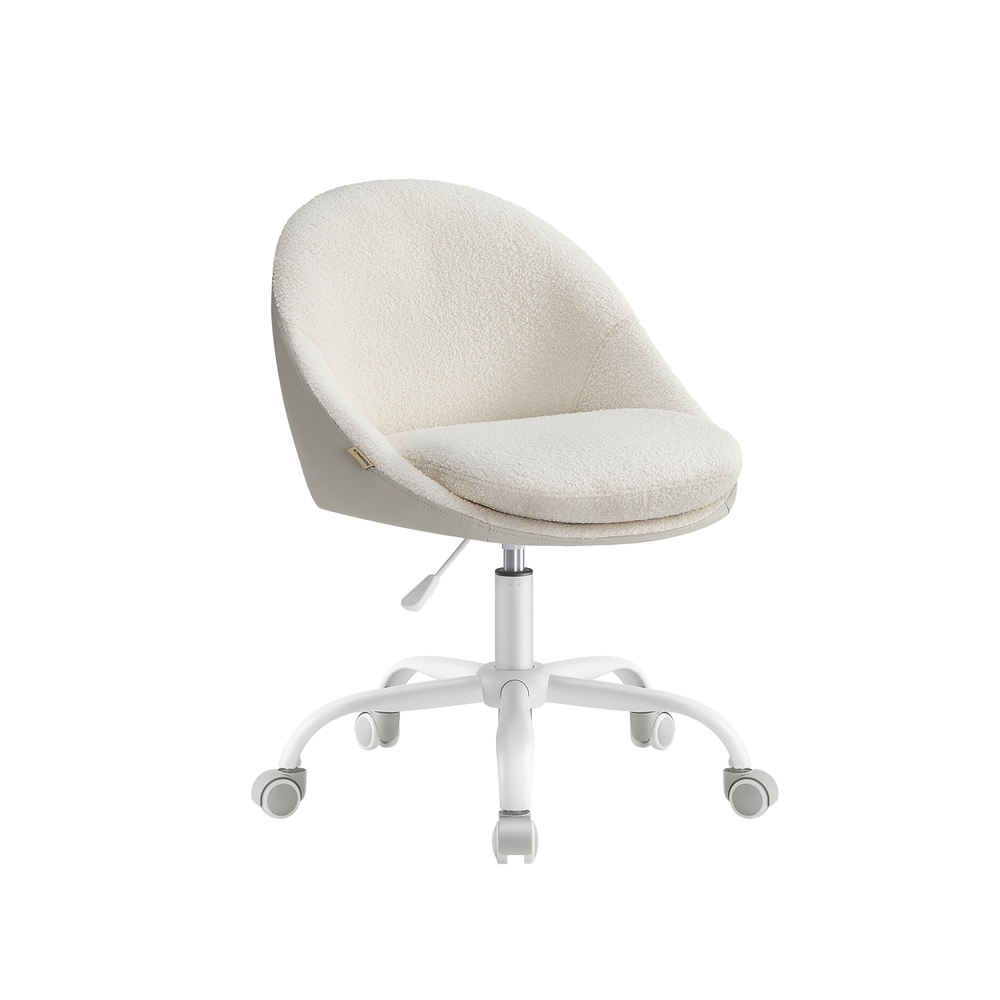Office Chair, Swivel, Sherpa Fabric, Foam Padding, Adjustable Height, for Home Office, Study, Bedroom, Cream White Office Chair, Swivel, Sherpa Fabric, Foam Padding, Adjustable Height, for Home Office, Study, Bedroom, Cream White