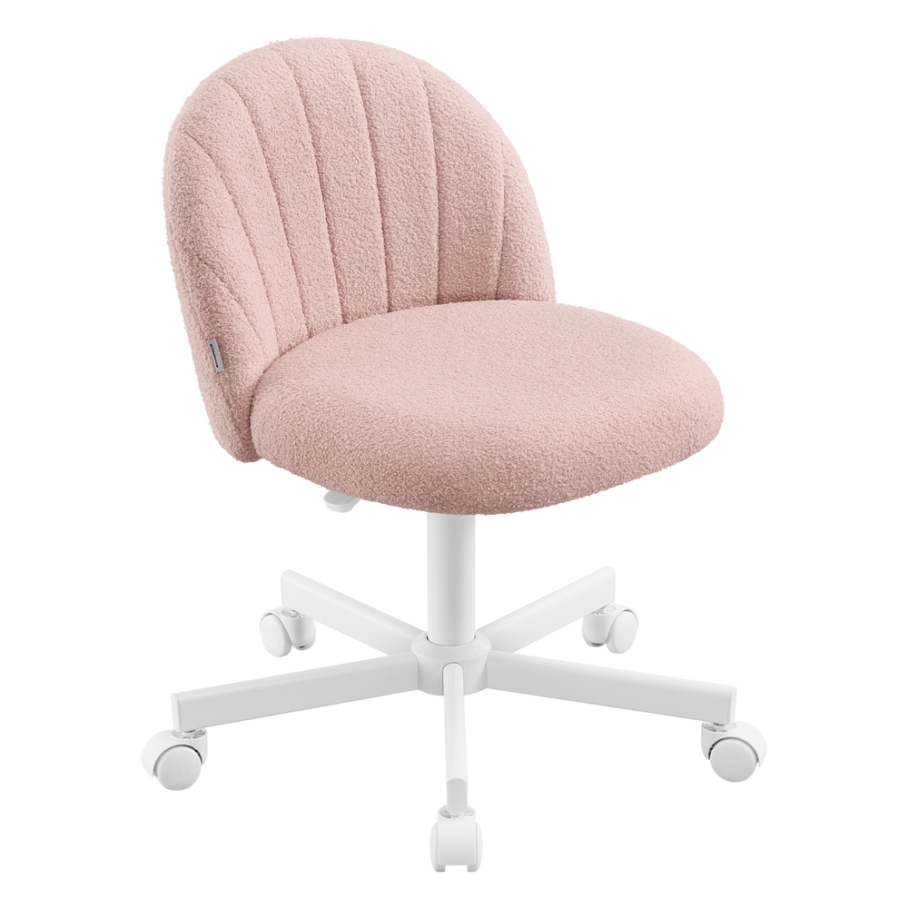 Swivel office chair with teddy fleece and soft padding Jelly Pink