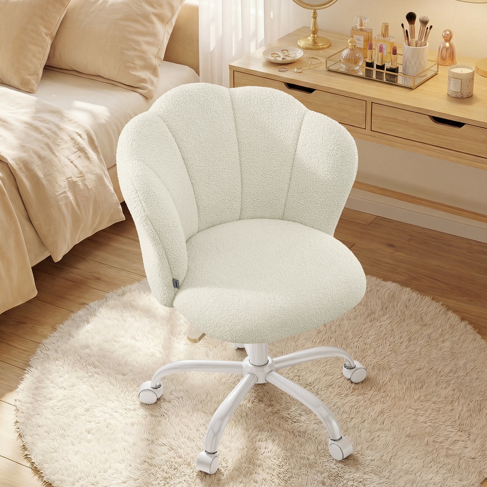 Swivel Office Desk Chair Makeup Vanity Chair for Dressing Table Holds 110 kg Cream White Swivel Office Desk Chair Makeup Vanity Chair for Dressing Table Holds 110 kg Cream White