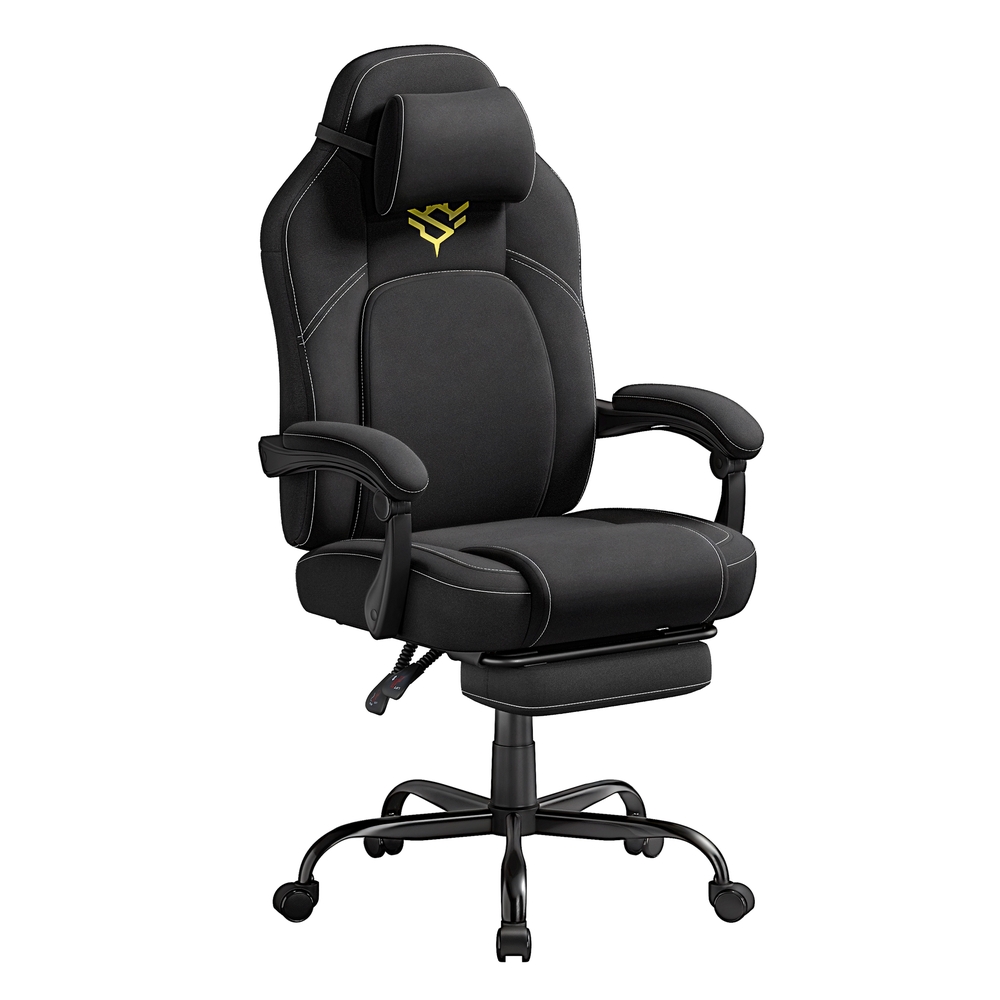 Gaming Chair with Footrest and Headrest Ink Black