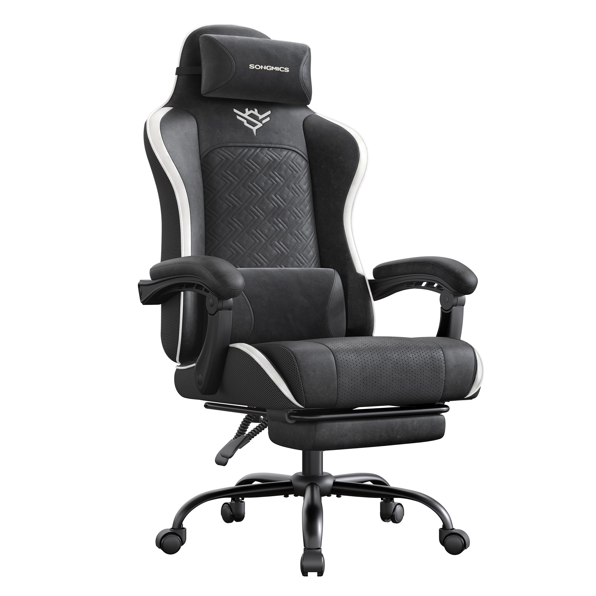 Gaming Chair with Footrest and Spring Seat Cushion