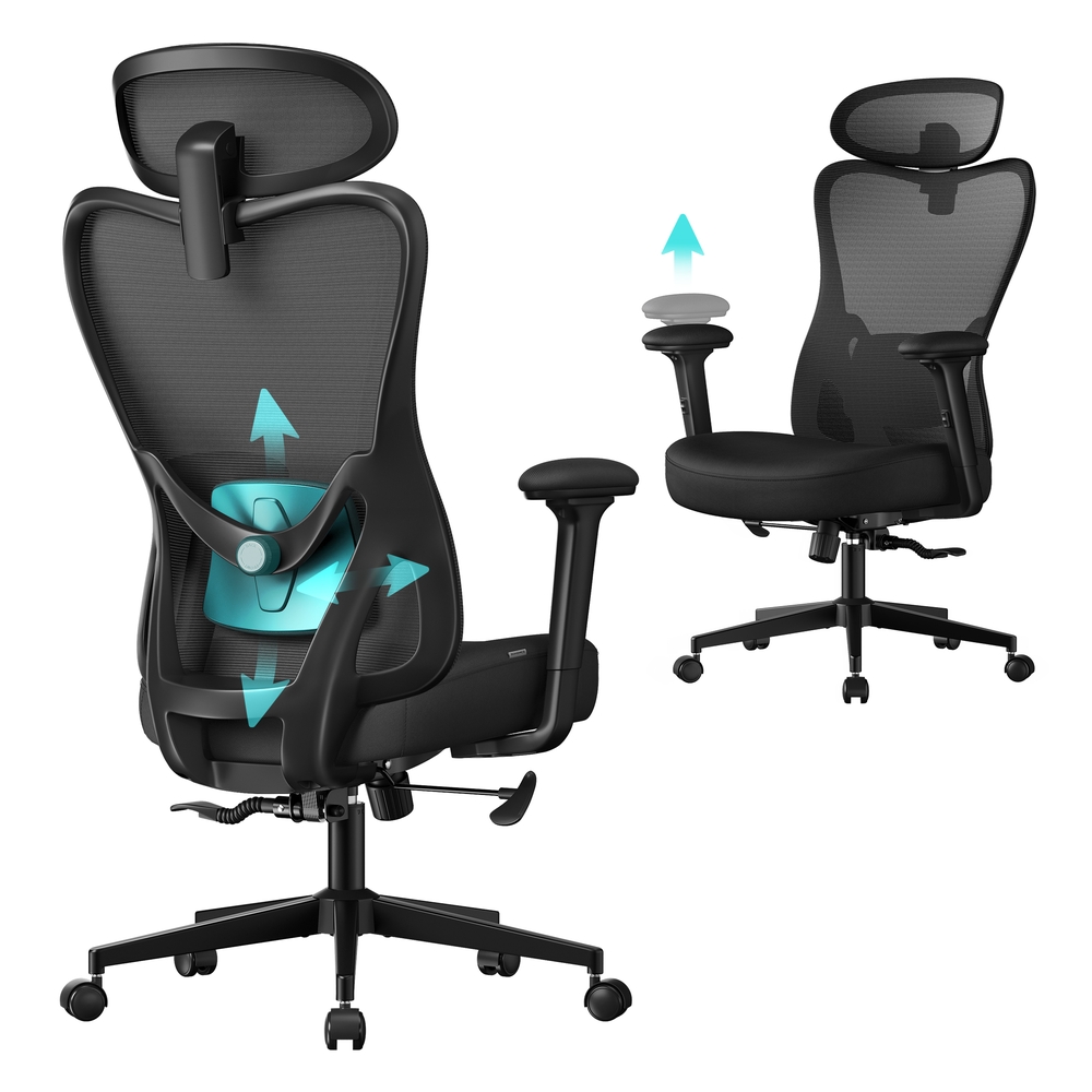 Ergonomic office chair with adjustable lumbar and headrest Ergonomic office chair with adjustable lumbar and headrest
