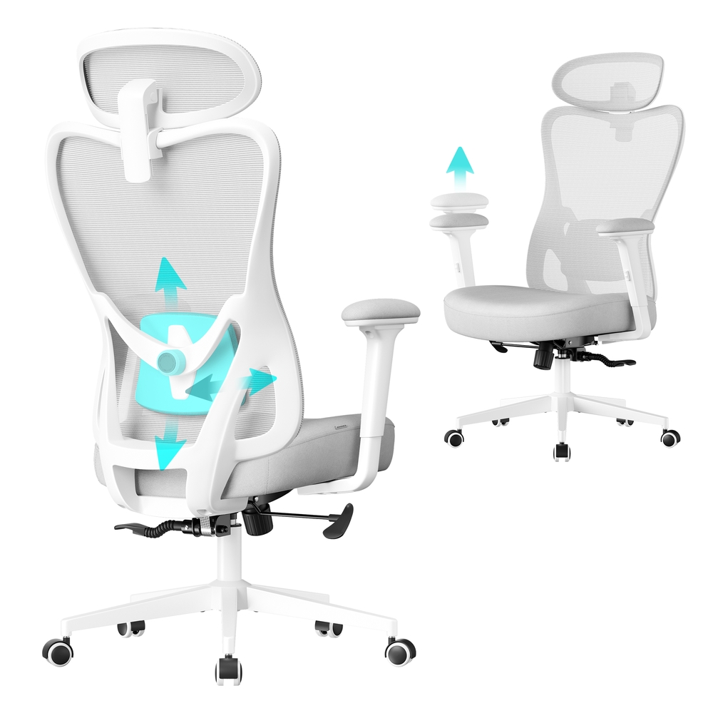 Ergonomic office chair with adjustable lumbar and headrest