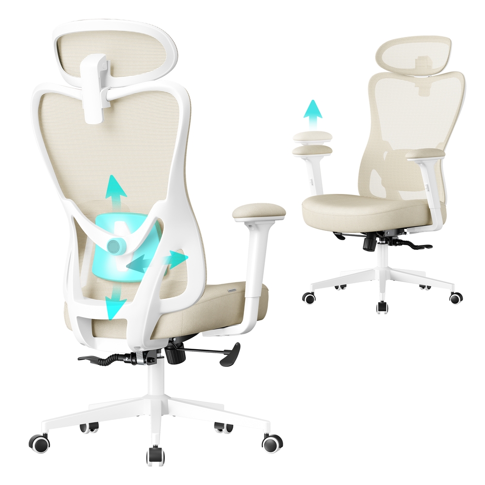 Ergonomic office chair with adjustable lumbar and headrest