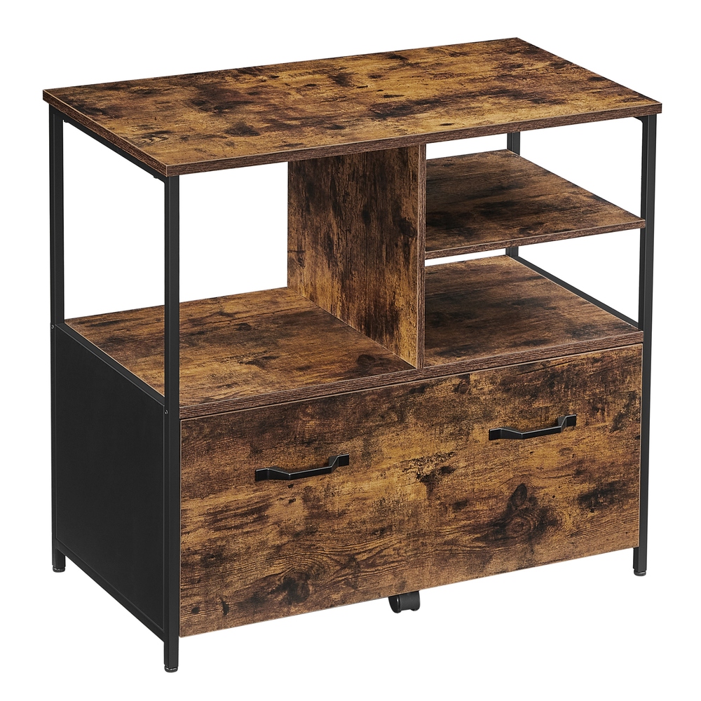 Industrial Brown Mobile Filing Cabinet with Shelves Industrial Brown Mobile Filing Cabinet with Shelves