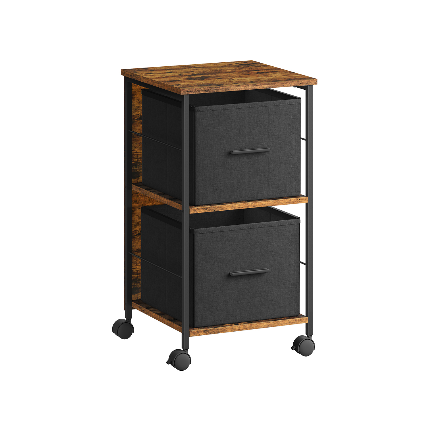 Filing Cabinet with 2 Drawers Rustic Brown and Ink Black