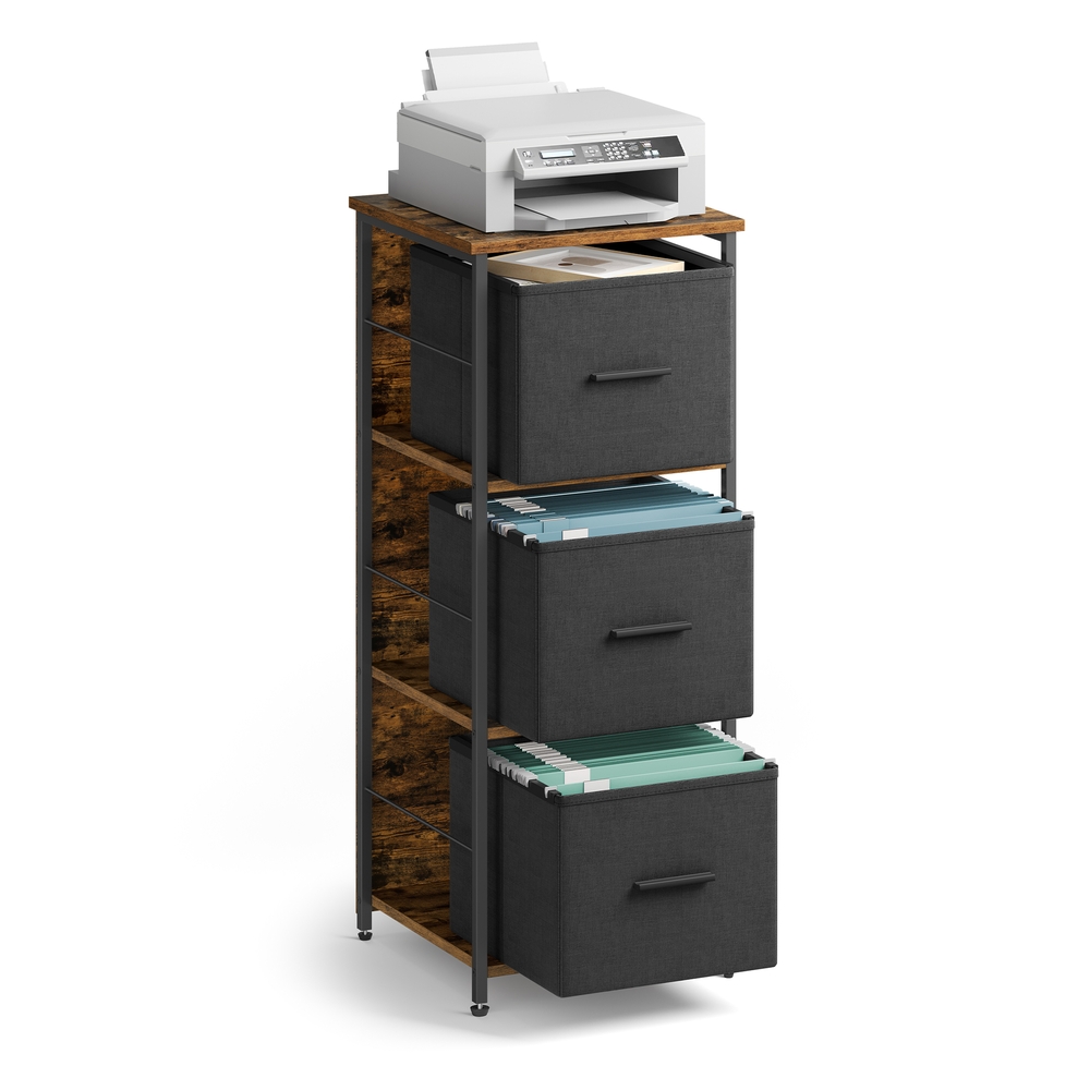 Filing Cabinet with 3 Drawers Rustic Brown and Ink Black