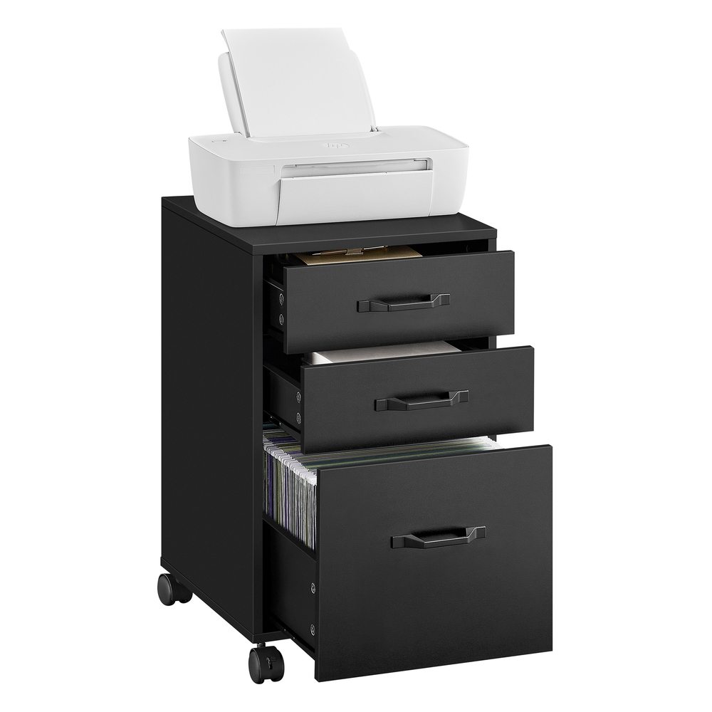 Rolling File Cabinet with 3 Drawers and Wheels Ink Black Rolling File Cabinet with 3 Drawers and Wheels Ink Black