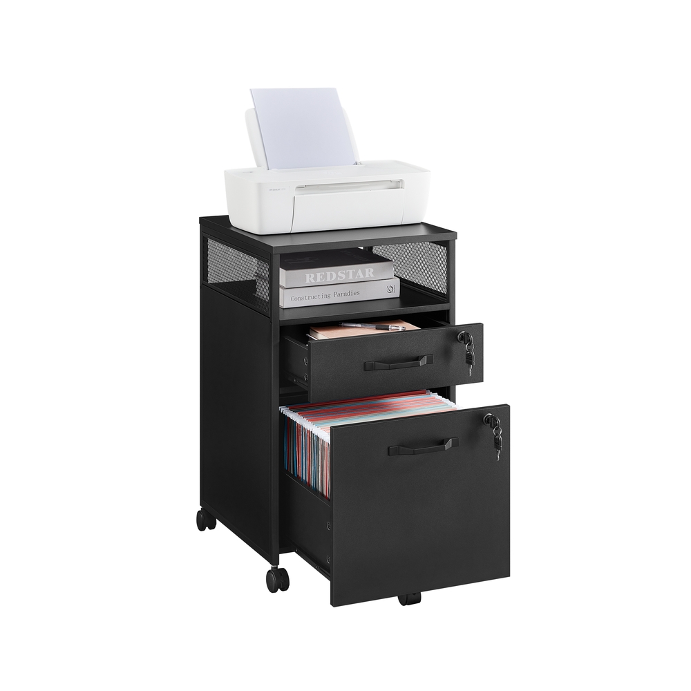 Mobile File Cabinet with 2 Lockable Drawers Ink Black Mobile File Cabinet with 2 Lockable Drawers Ink Black