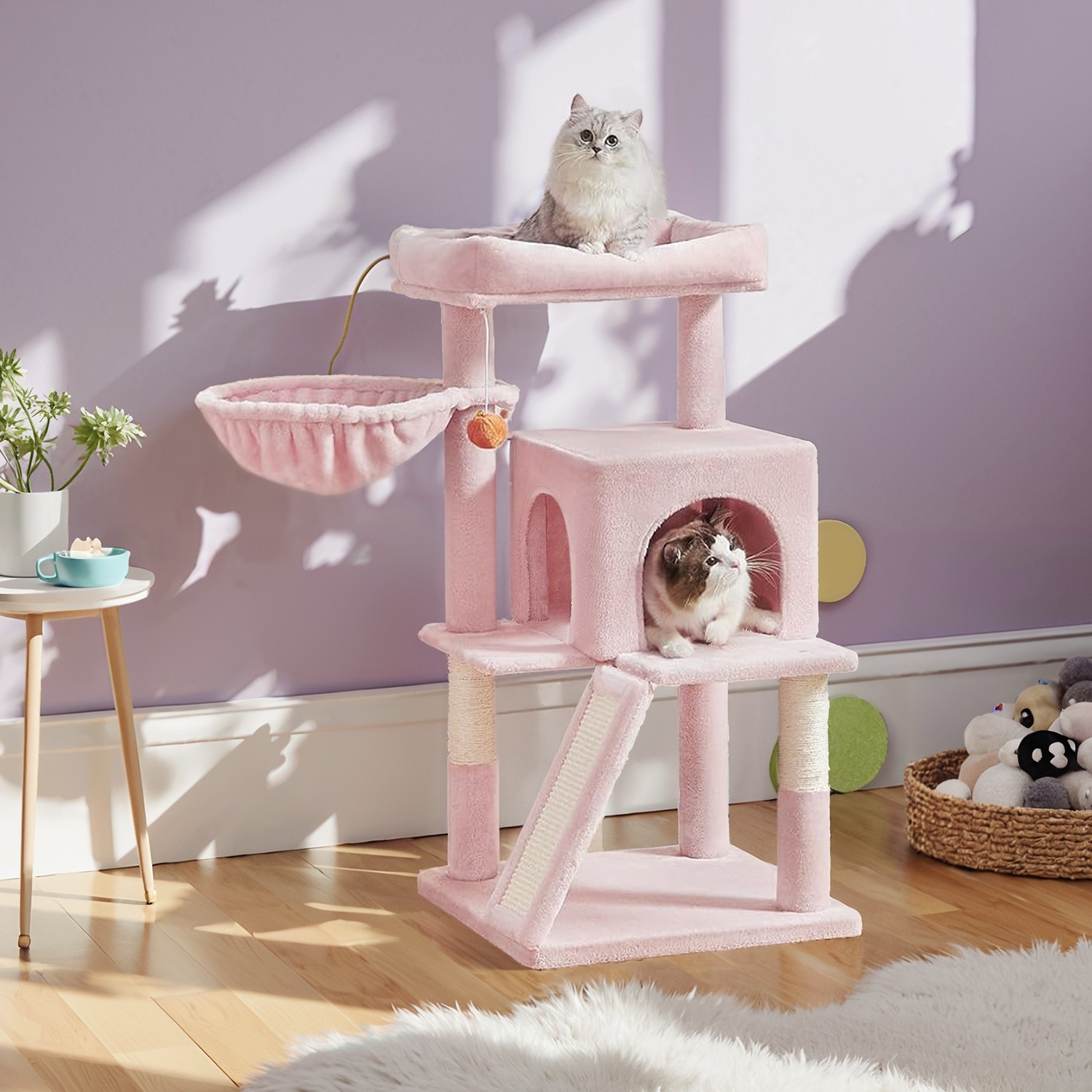 Small Cat Tree, Cat Tower with Widened Perch for Large Cats Indoor, Kittens