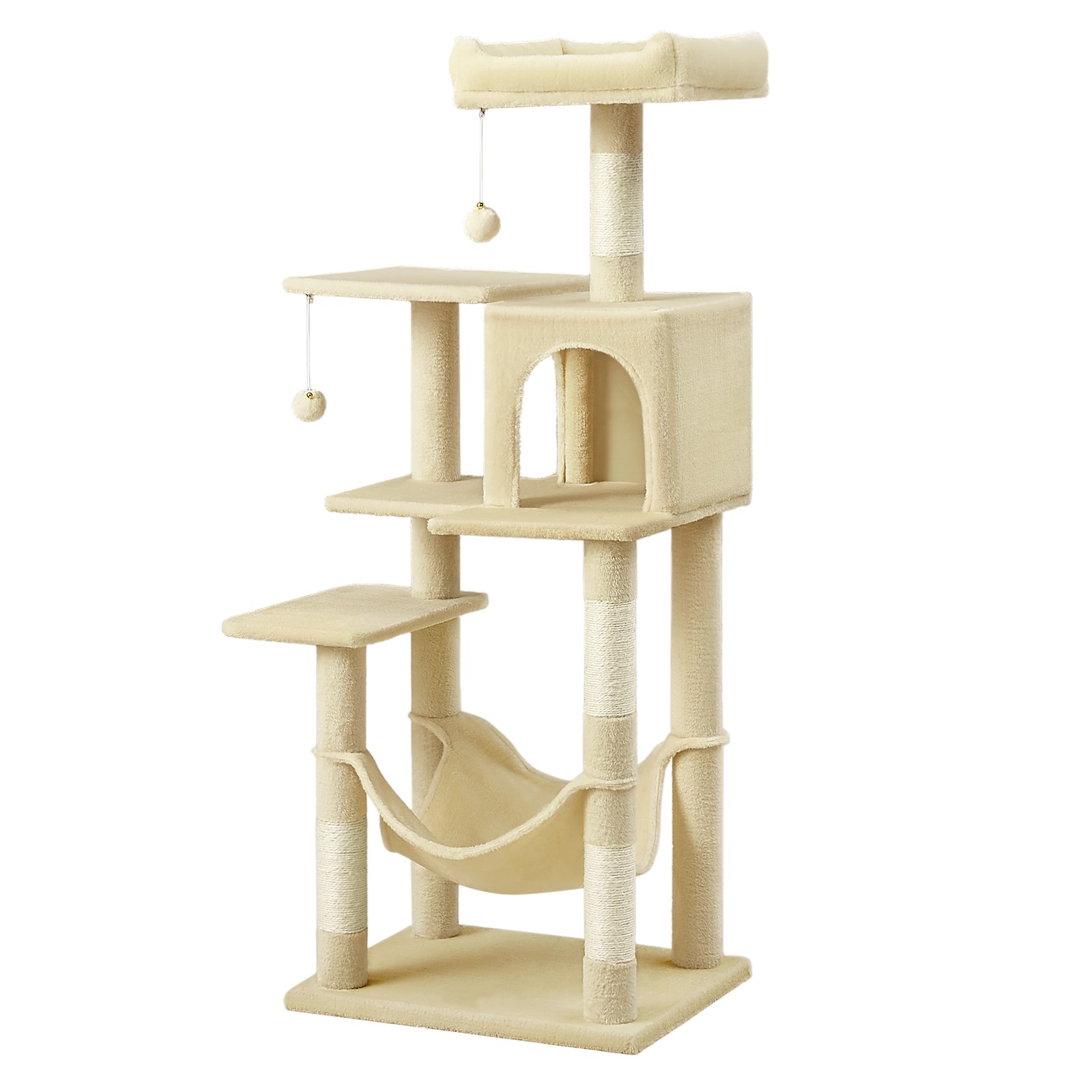 Cat Tree for Indoor Cats, Multi-Level Cat Condo with 4 Scratching Posts, 2 Perches