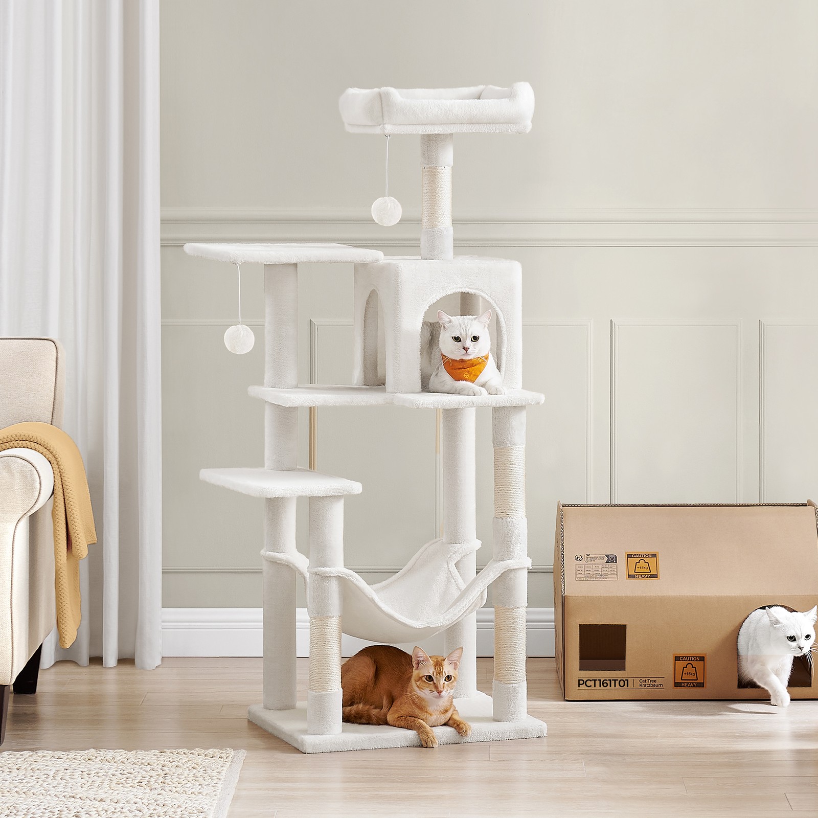 Cat Tree for Indoor Cats, Multi-Level Cat Condo with 4 Scratching Posts, 2 Perches Cat Tree for Indoor Cats, Multi-Level Cat Condo with 4 Scratching Posts, 2 Perches