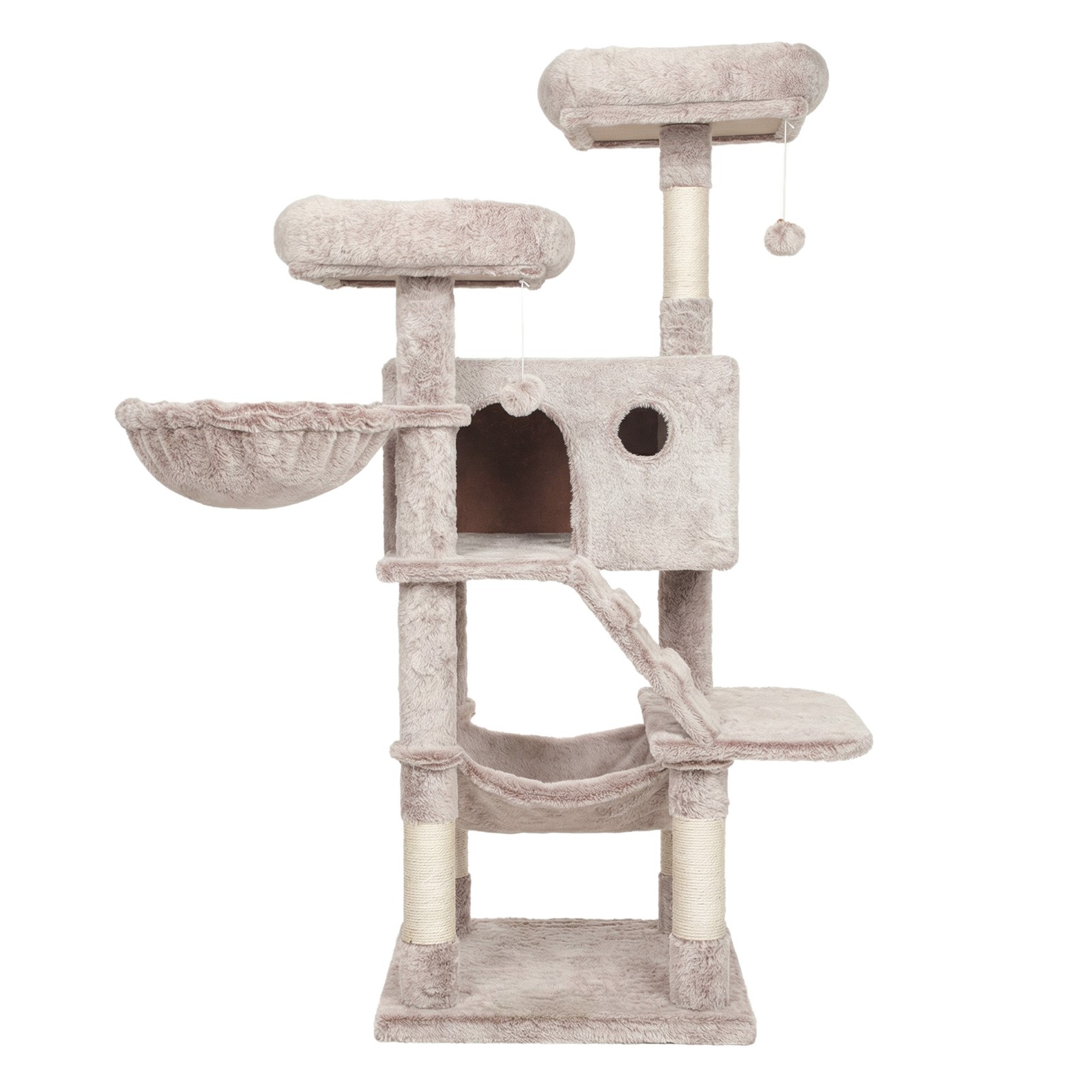 Plush Cat Condo with Sisal Posts, Gradient Brown