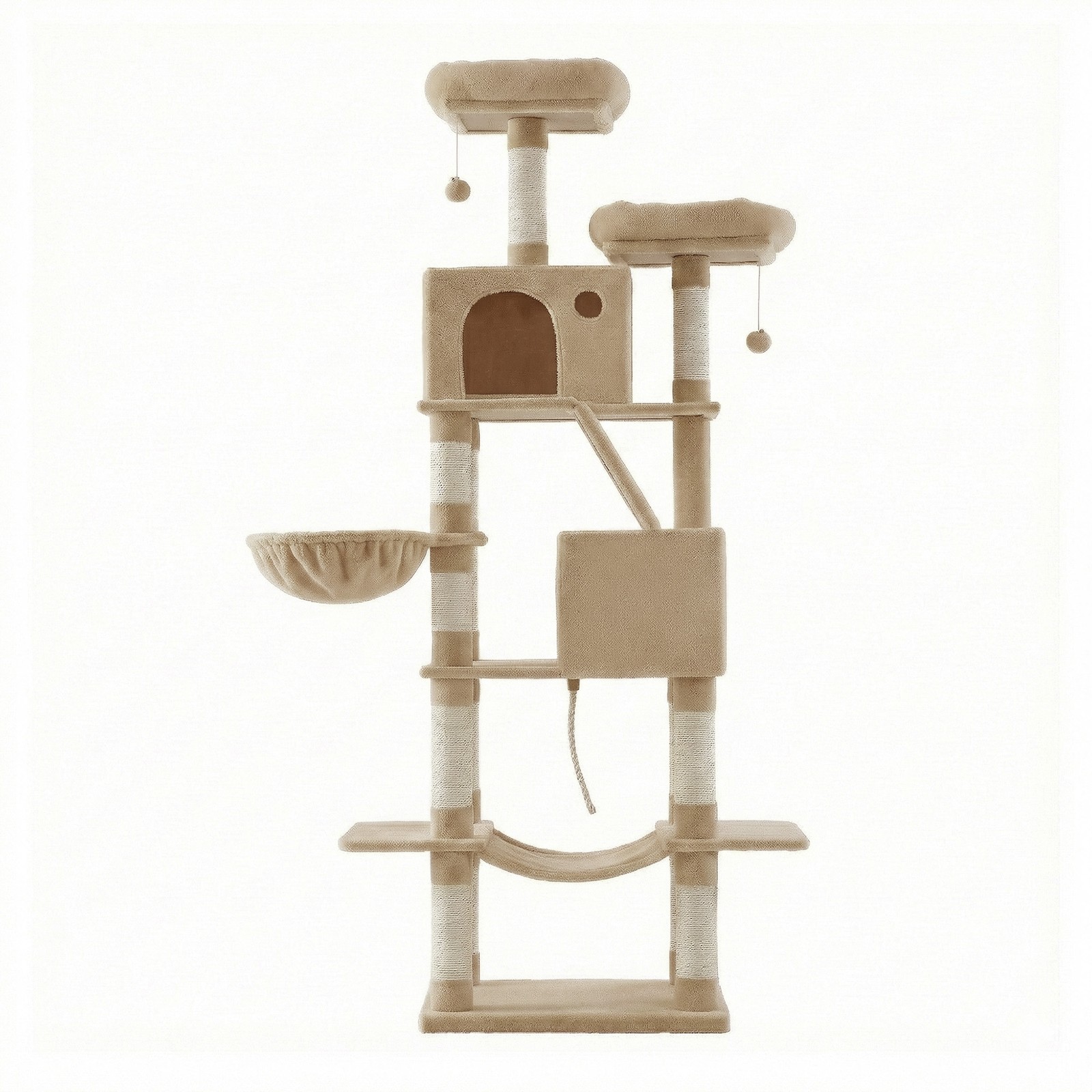 Large Cat Tree with 13 Scratching Posts, 2 Perches, Hammock