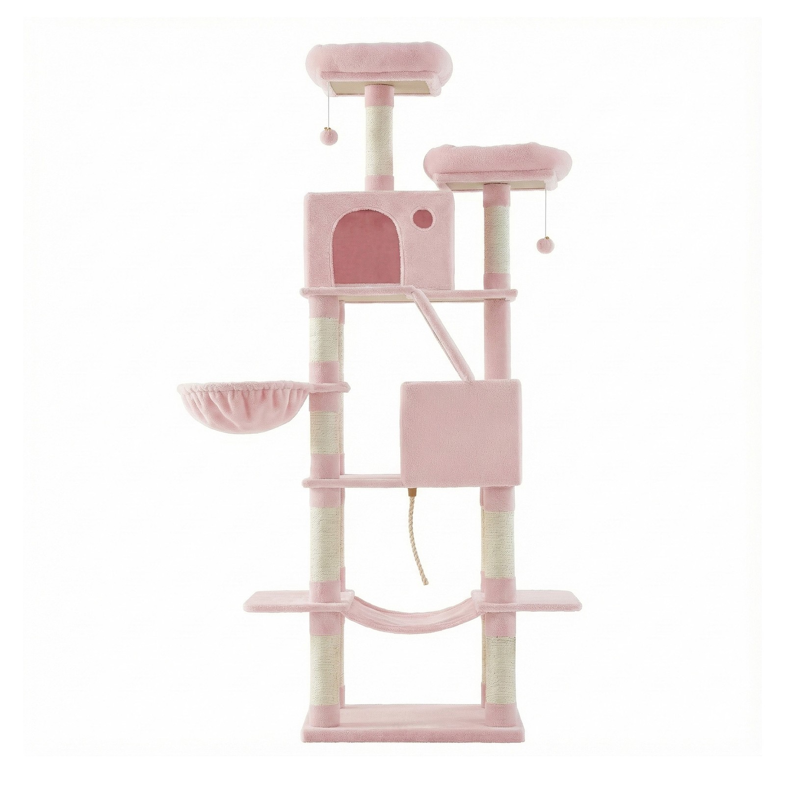 Large Cat Tree with 13 Scratching Posts, 2 Perches, Hammock