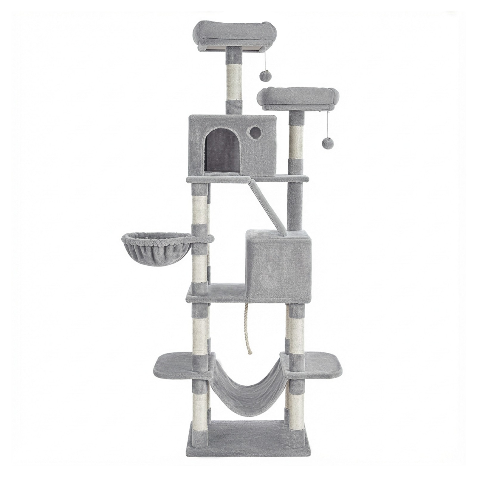 XL Cat Tree Tower for Multi-Cat Households, Light Grey