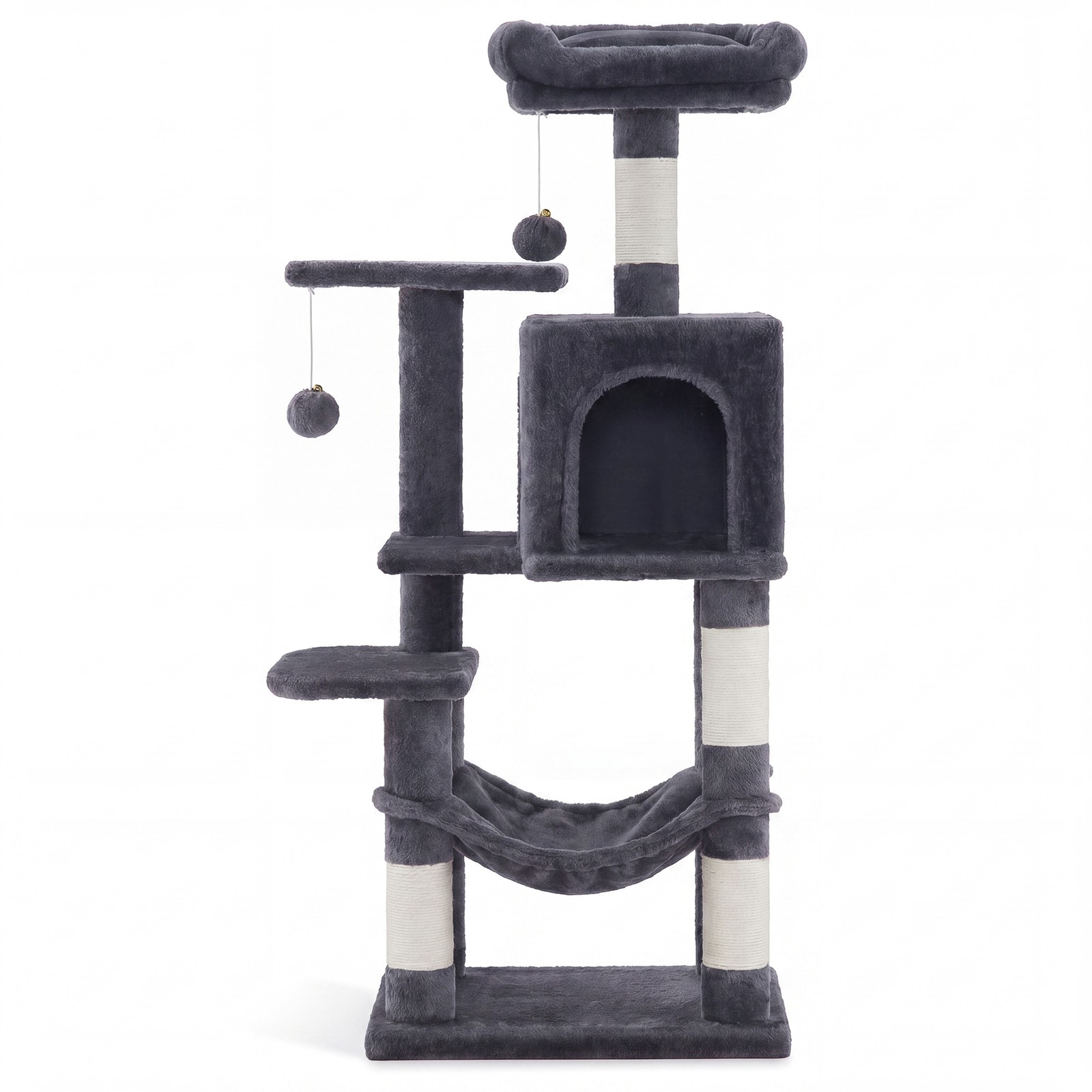 Multi-Level Cat Tree, Cat Tower Condo with 4 Scratching Posts, Hammock