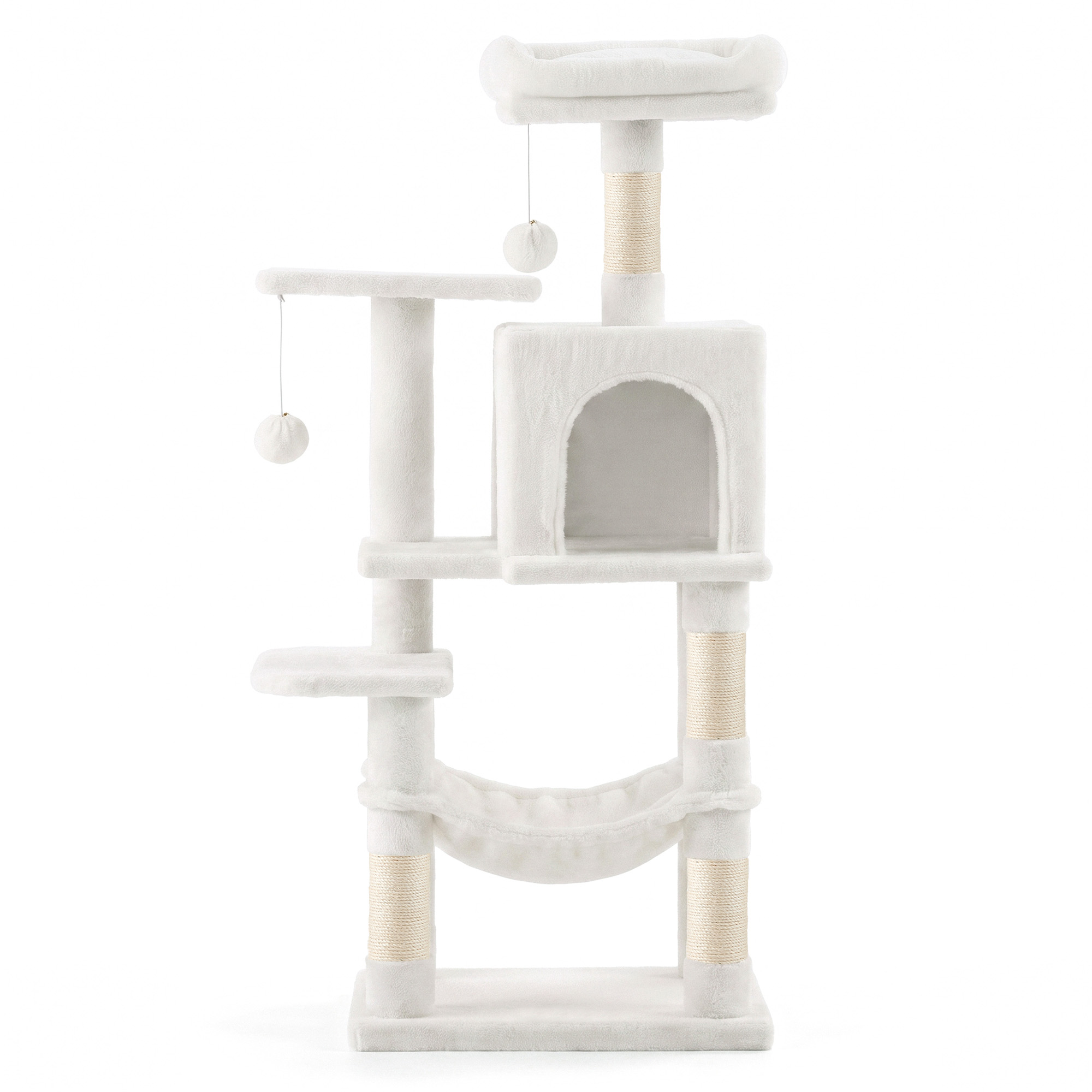 Multi-Level Cat Tree, Cat Tower Condo with 4 Scratching Posts, Hammock