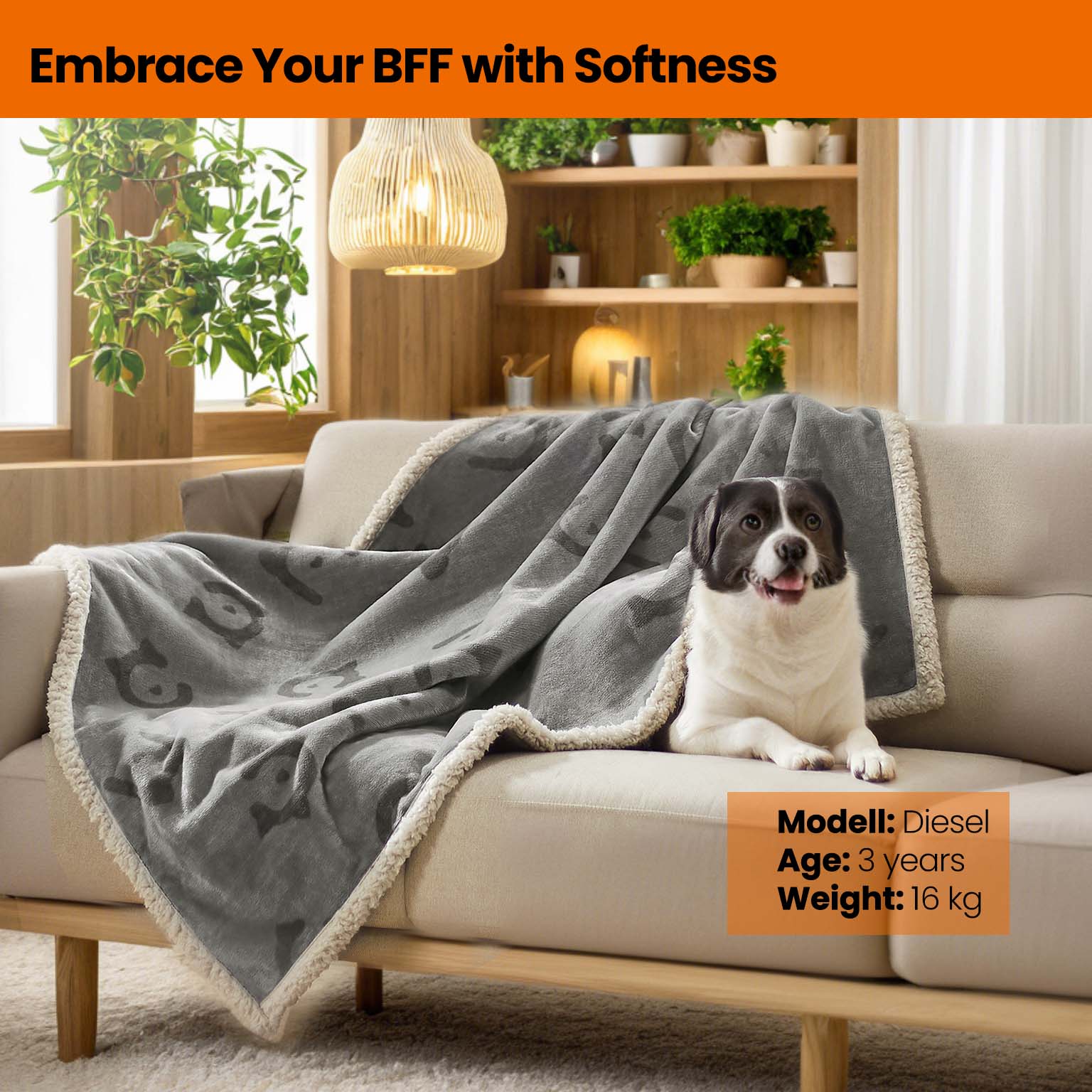 Waterproof Dog Blanket, Sherpa Fleece Pet Blanket, Machine Washable
